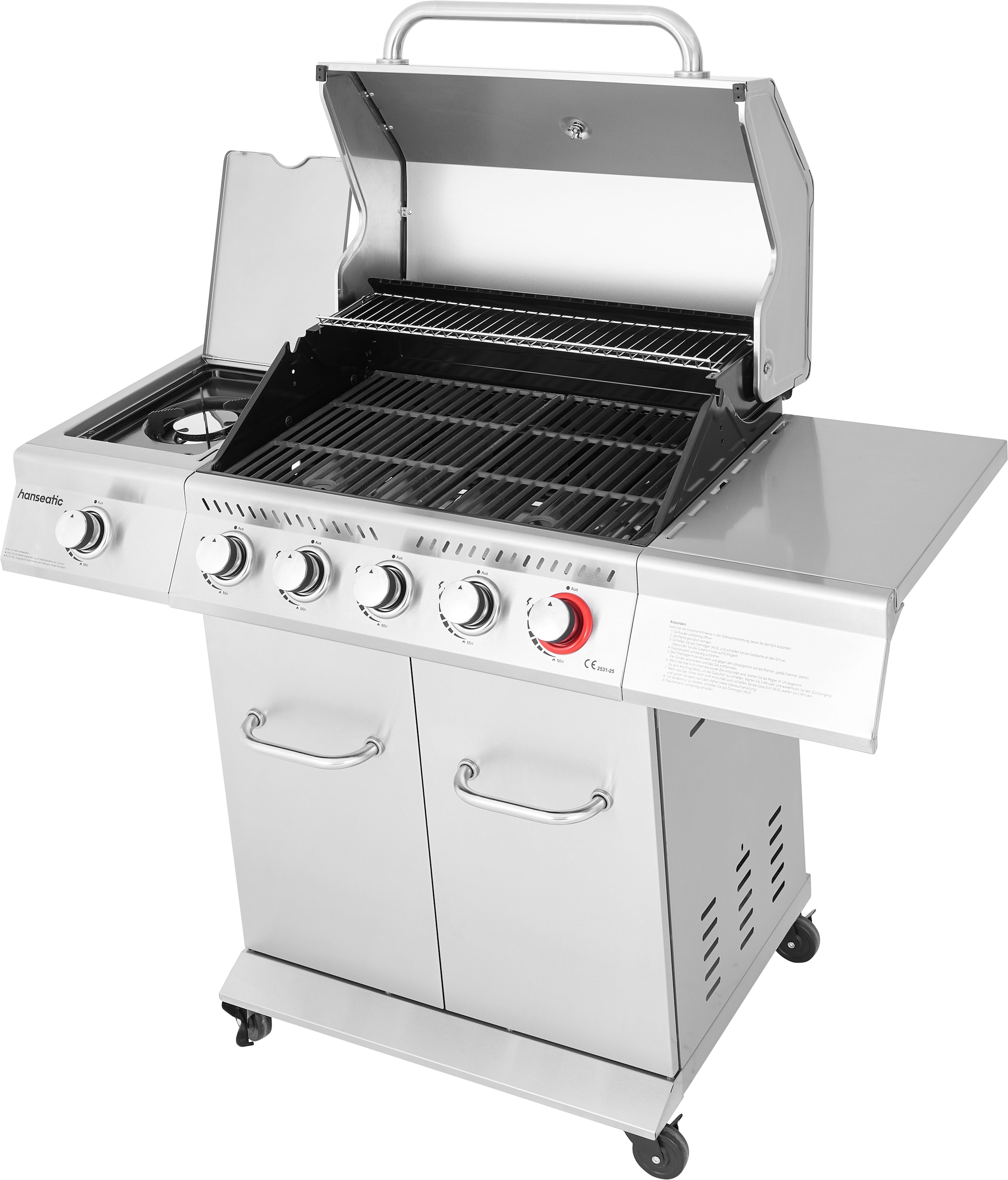 Hanseatic Gasgrill »Richland« BxTxH: 134,7 x 57 x 117 cm, 21,5 kW Gesamt, Edelstahl-Turbobrenner