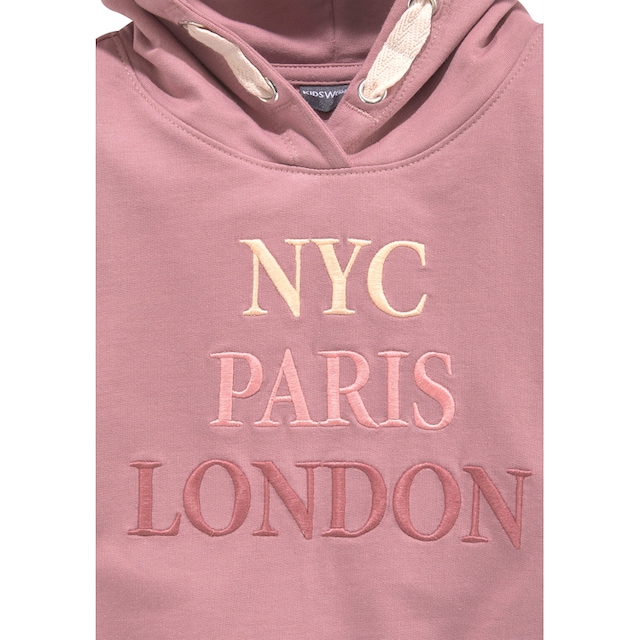 KIDSWORLD Kapuzensweatshirt »NYC Paris London«, mit Stickerei bei ♕