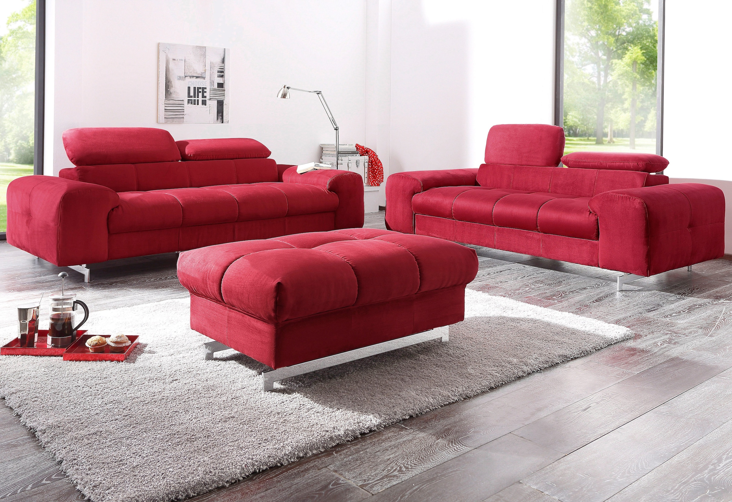 COTTA Polstergarnitur »Mailand«, Set: bestehend aus 3-Sitzer und Hocker, mit edlen... kaufen