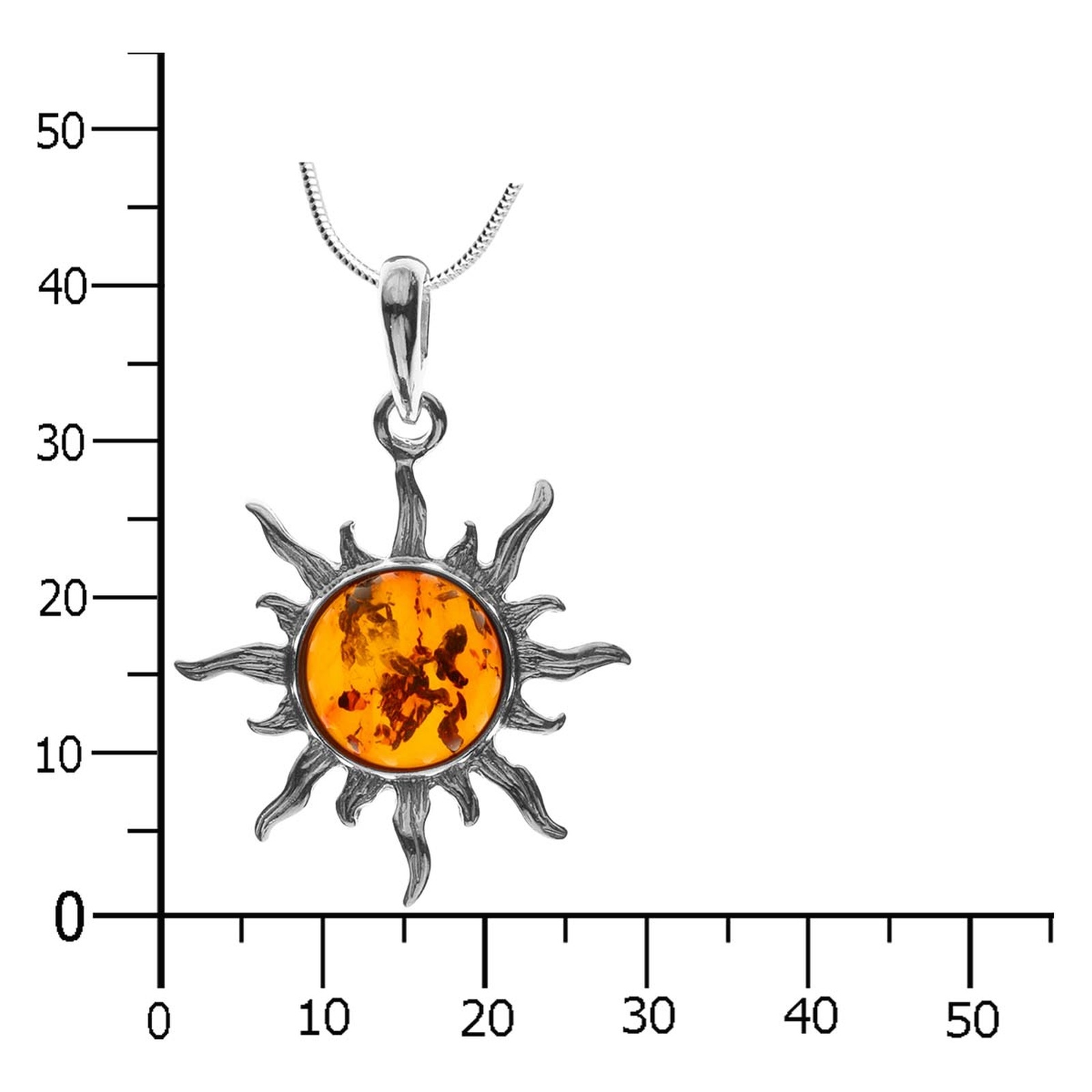 OSTSEE-SCHMUCK Kette mit Anhänger »- Sonne 30 mm - Silber 925/000 - Bernstein«