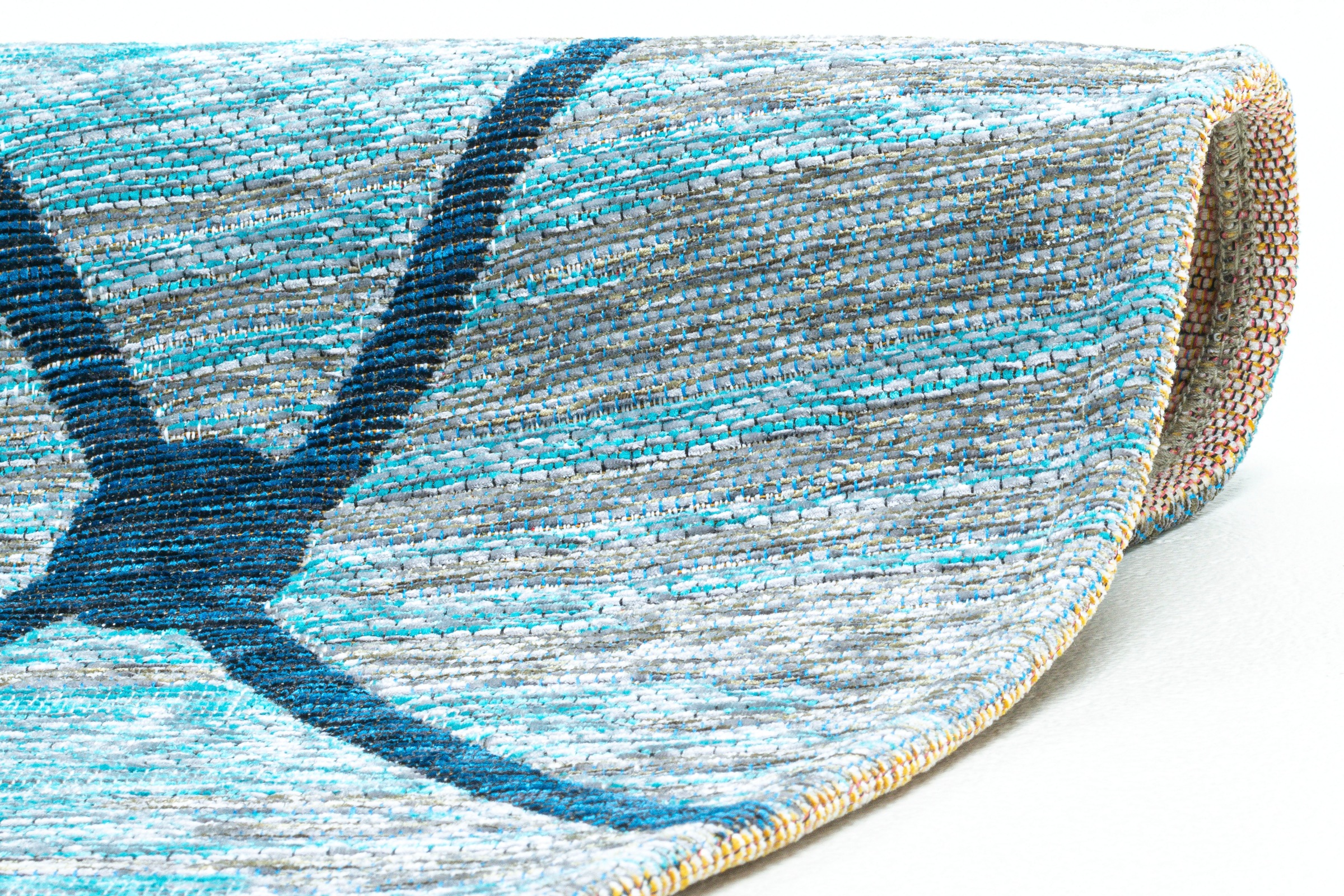 Sansibar Teppich »Keitum 005«, rund, 3 mm Höhe, Flachgewebe, modernes Design, Motiv Fischernetz & gekreuzte Säbel