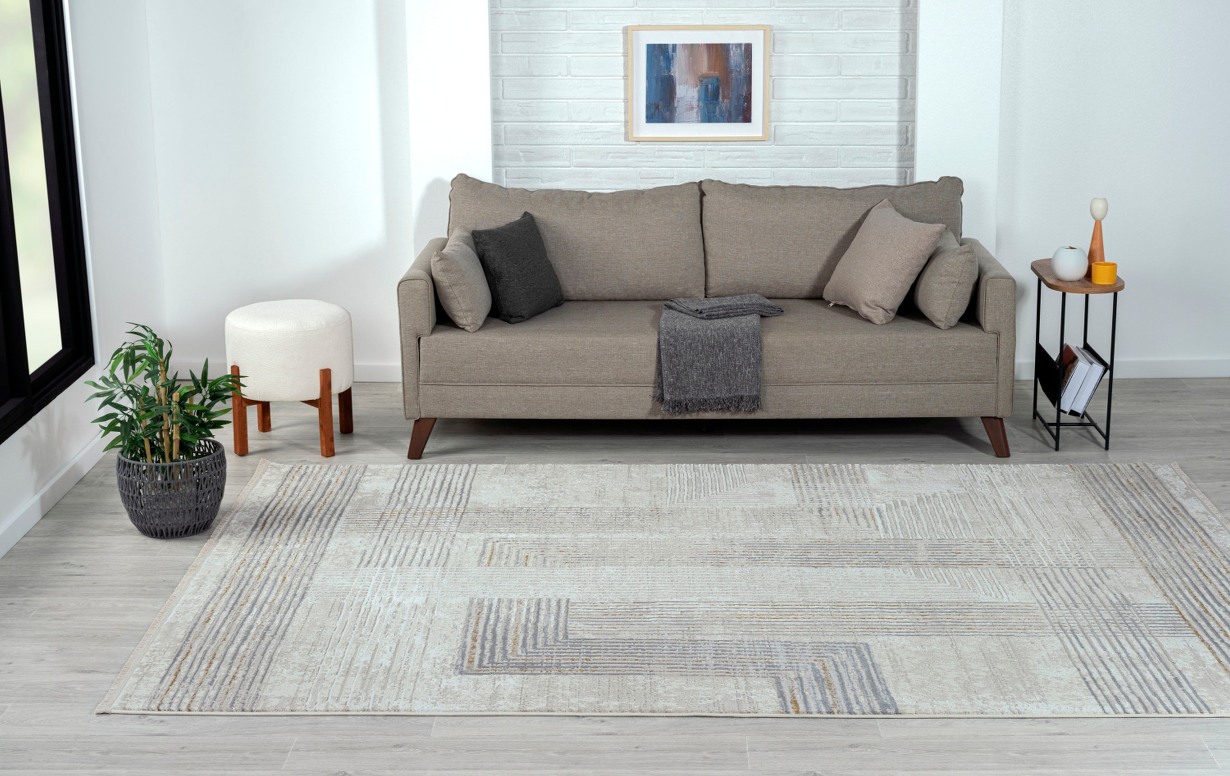Myflair Möbel & Accessoires Teppich »My Taste«, rechteckig, 10 mm Höhe, Kurzflor, Retro-Design, besonders weich durch Microfaser, mit Fransen