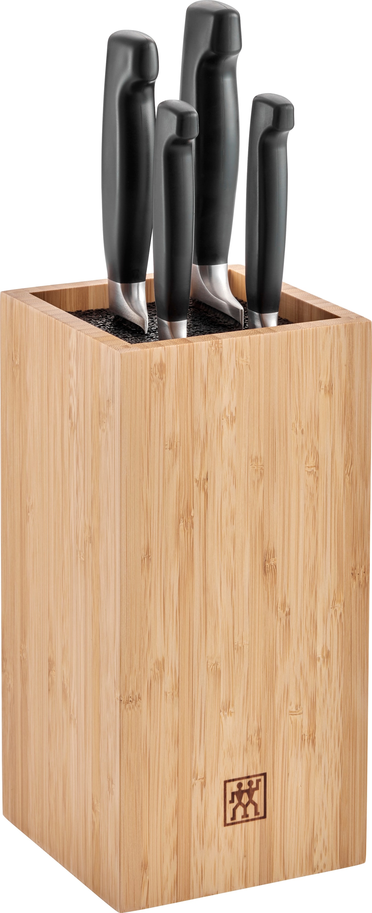 Zwilling Messerblock »**** VIER STERNE, inkl. 4 Messer« 5 Stk. mit flexiblen Kunststoff-Borsten, Bambus
