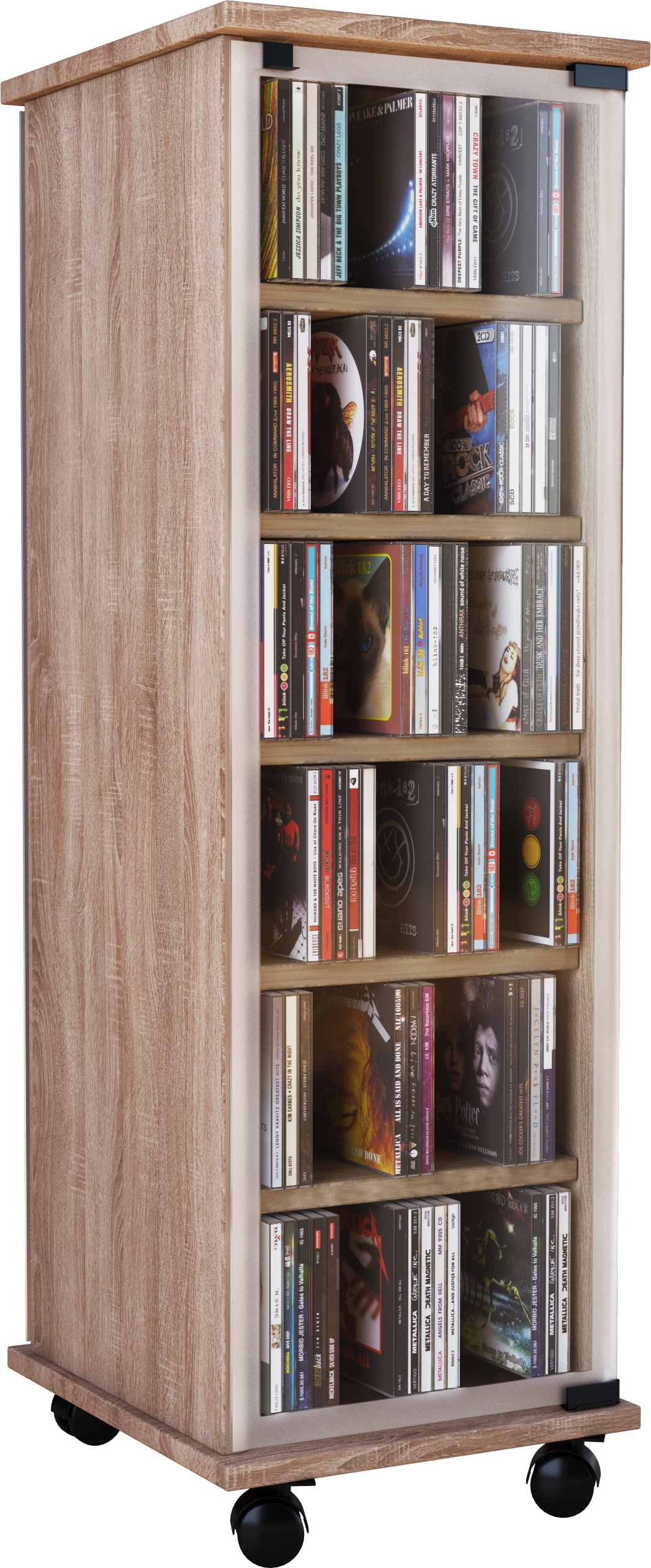 VCM Media-Regal »Holz CD DVD Stand Regal Schrank Valenza Glastür«