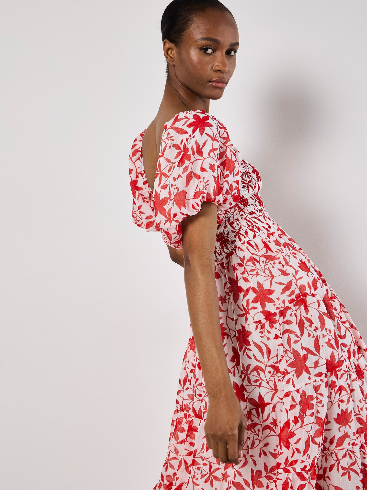 Apricot Druckkleid »Midikleid« mit Puffärmeln