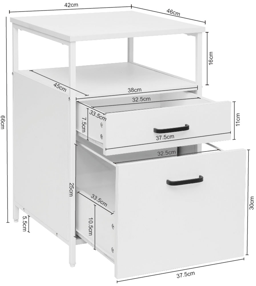 INOSIGN Container »Reagan«, (Breite 42 cm), Bürocontainer, Beistellschrank, 2 Schubladen, Metallgestell