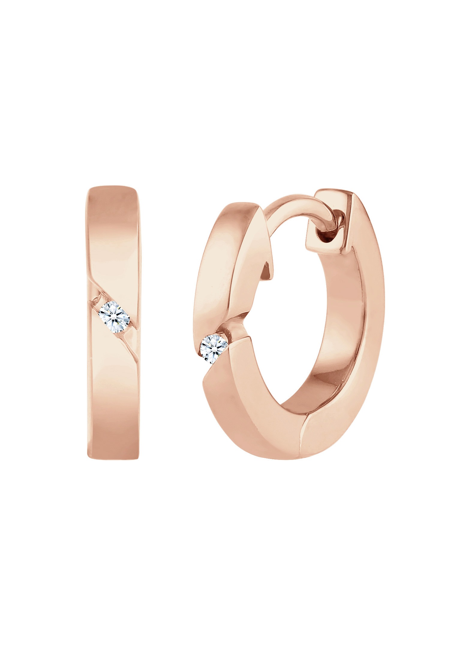 Elli DIAMONDS Paar Creolen »Ohrringe Creolen Basic Diamant (0.03 ct.) 925 Silber«