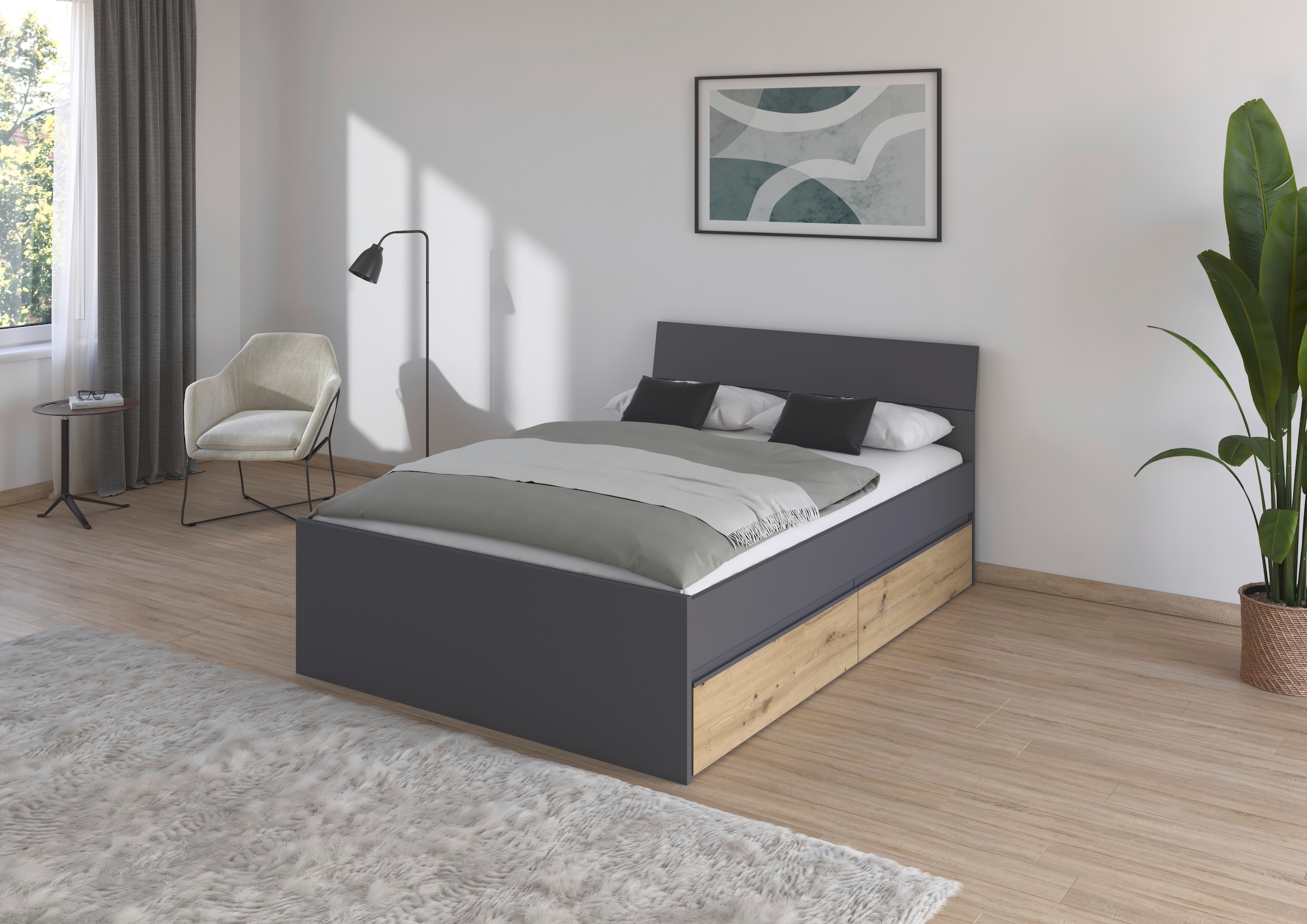 rauch Stauraumbett »Doppelbett Einzelbett Bett für kleine Räume Stauraum JOEL« Liegefläche 90x200 oder 140x200 cm,  praktische Bettschubkästen für zusätzlichen Stauraum MADE IN GERMANY