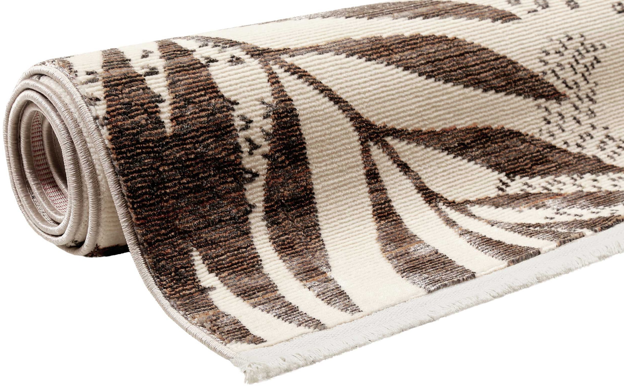 Esprit Teppich »Florence ESP-21077« rechteckig 7 mm Höhe Moderner Designteppich mit Fransen, Dschungel, Wohnzimmer