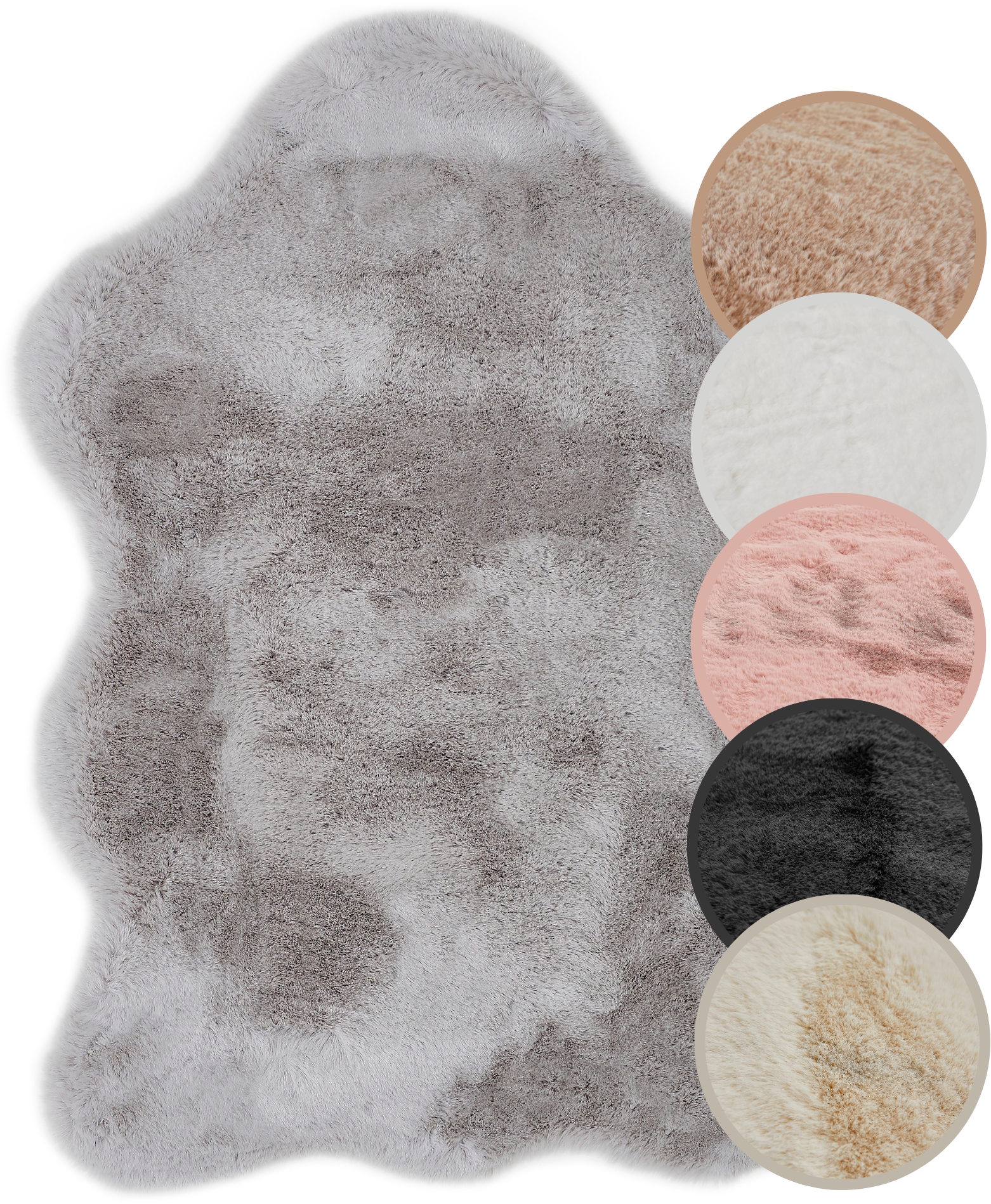 my home Fellteppich »Lugano« fellförmig 30 mm Höhe Kunstfell, Uni Farben, weich & kuschelig, auch als 2er Set erhältlich