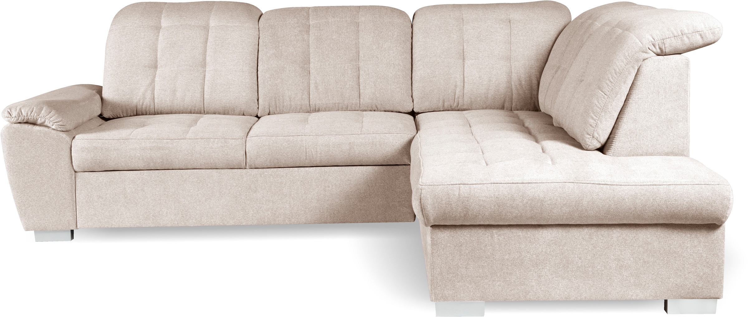 WERK2 Ecksofa »Brindisi, Multifunktion, bequem & komfortabel, Breite 263cm, L-Form« mit verstellbaren Kopfteilen, Bettfunktion & Bettkasten