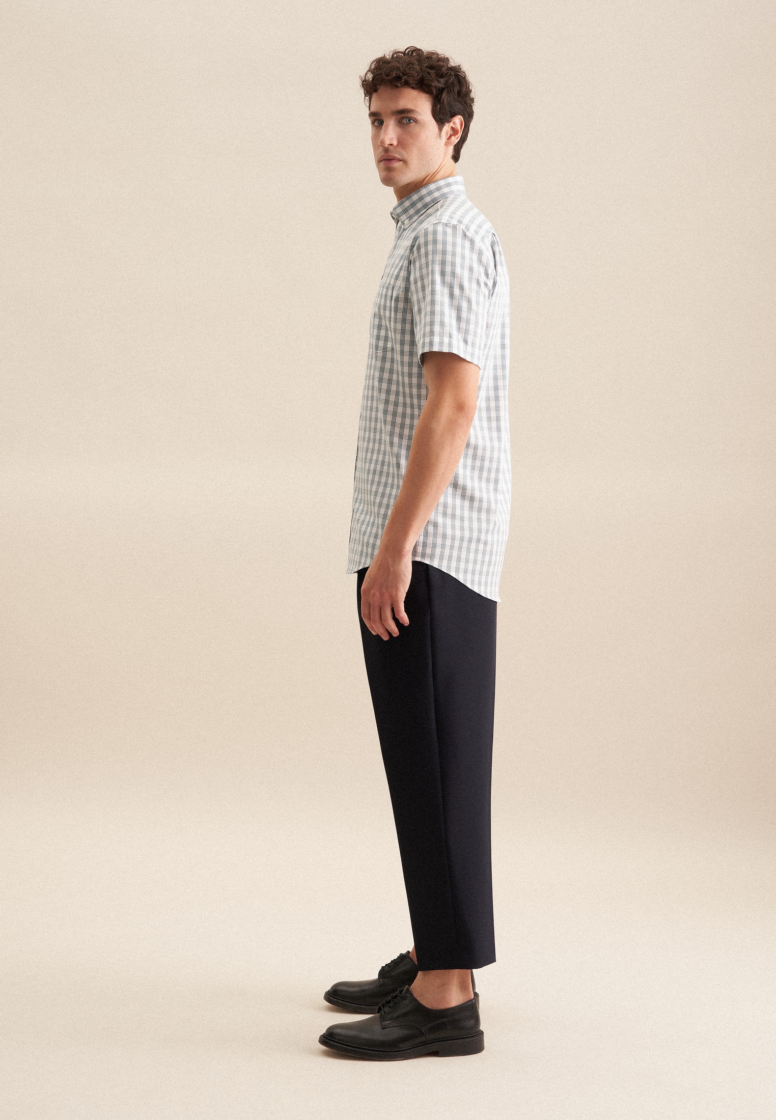 seidensticker Businesshemd »Comfort«, Comfort Kurzarm Button-Down-Kragen Karo