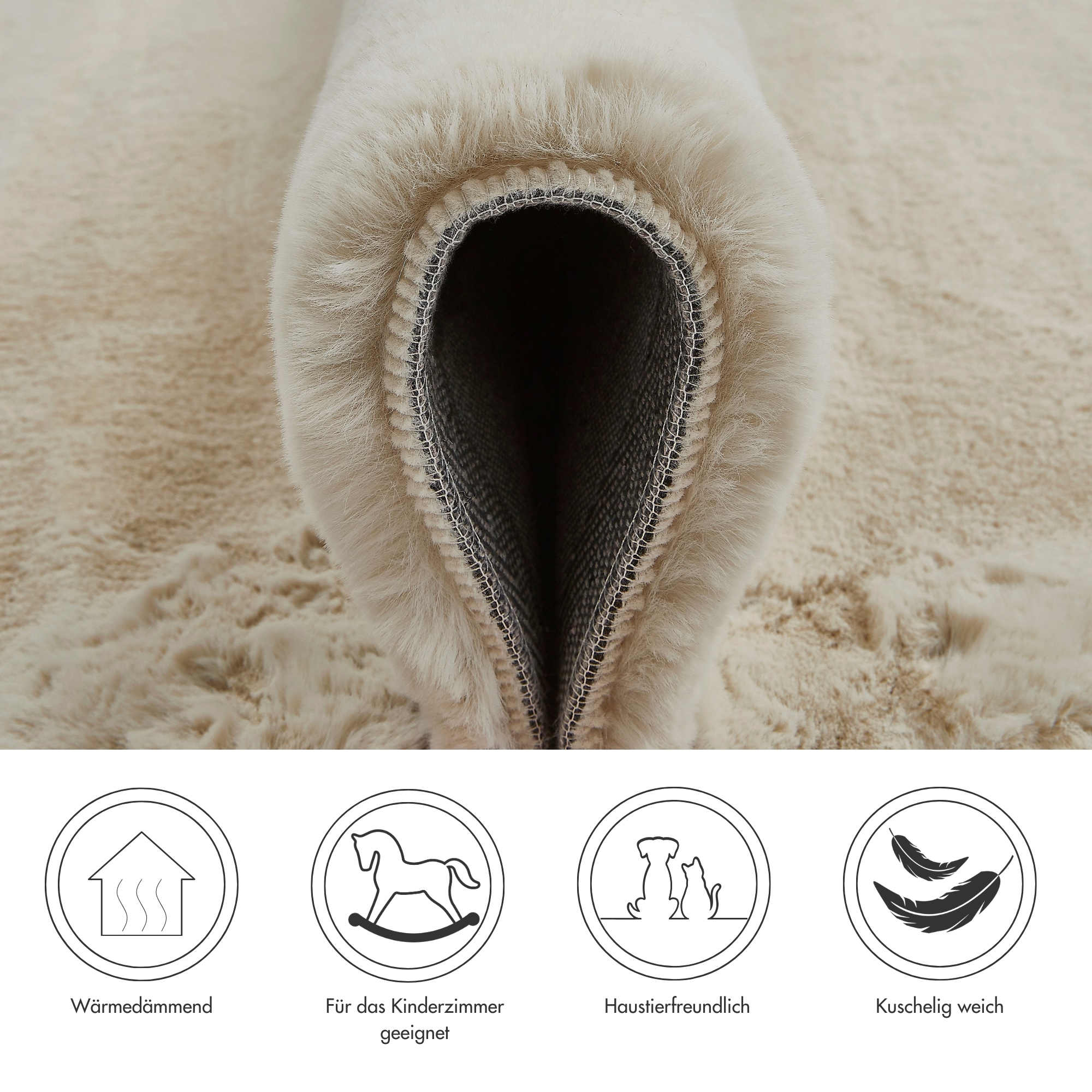 my home Hochflor-Teppich »Lugano« rechteckig 30 mm Höhe Kunstfell, Uni Farben, sehr weich & kuschelig