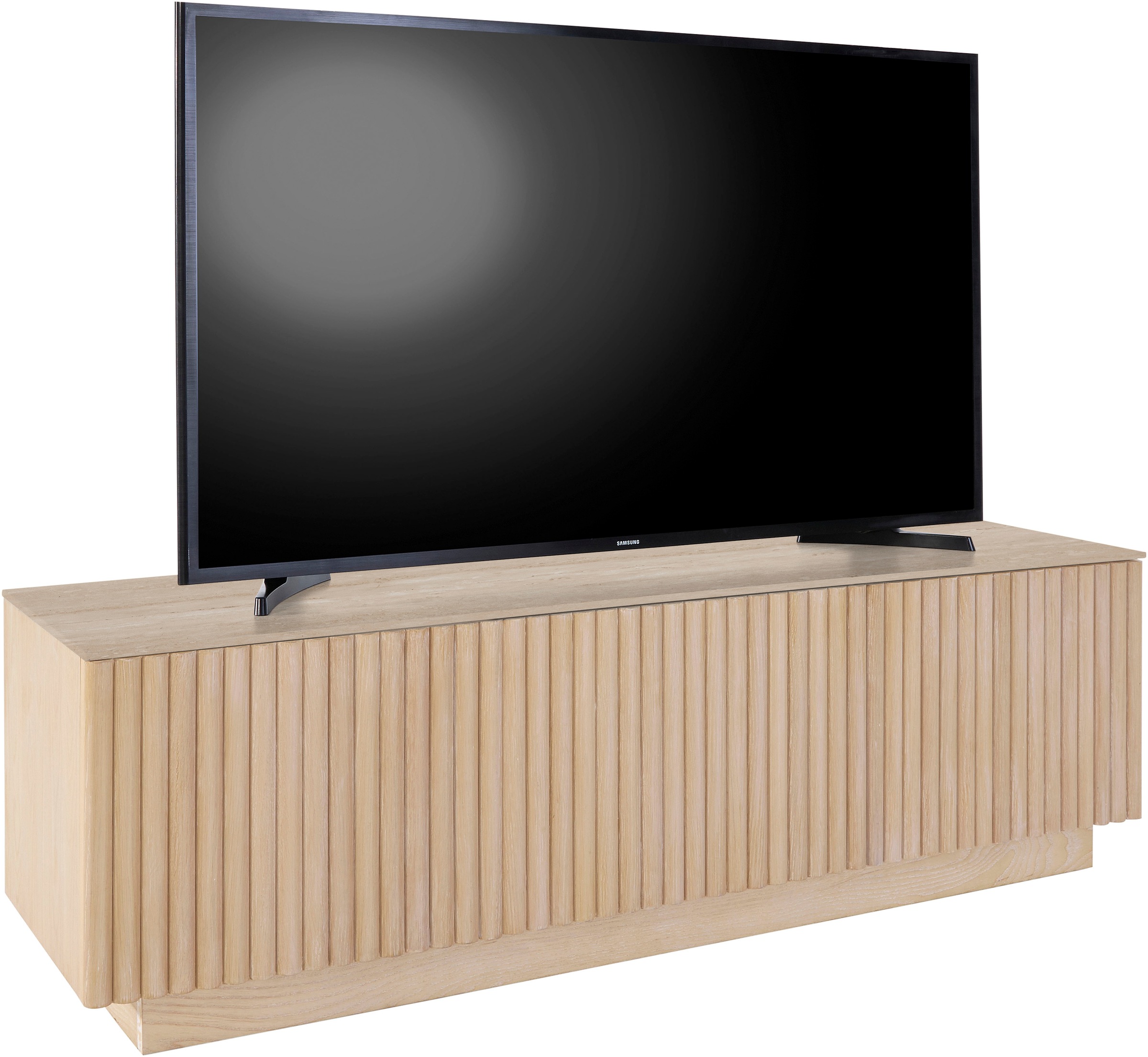 homsy by Ana Johnson TV-Schrank »Solva« Holzoptik aus Esche, geriffelte Front, Keramikplatte, Breite 138 cm