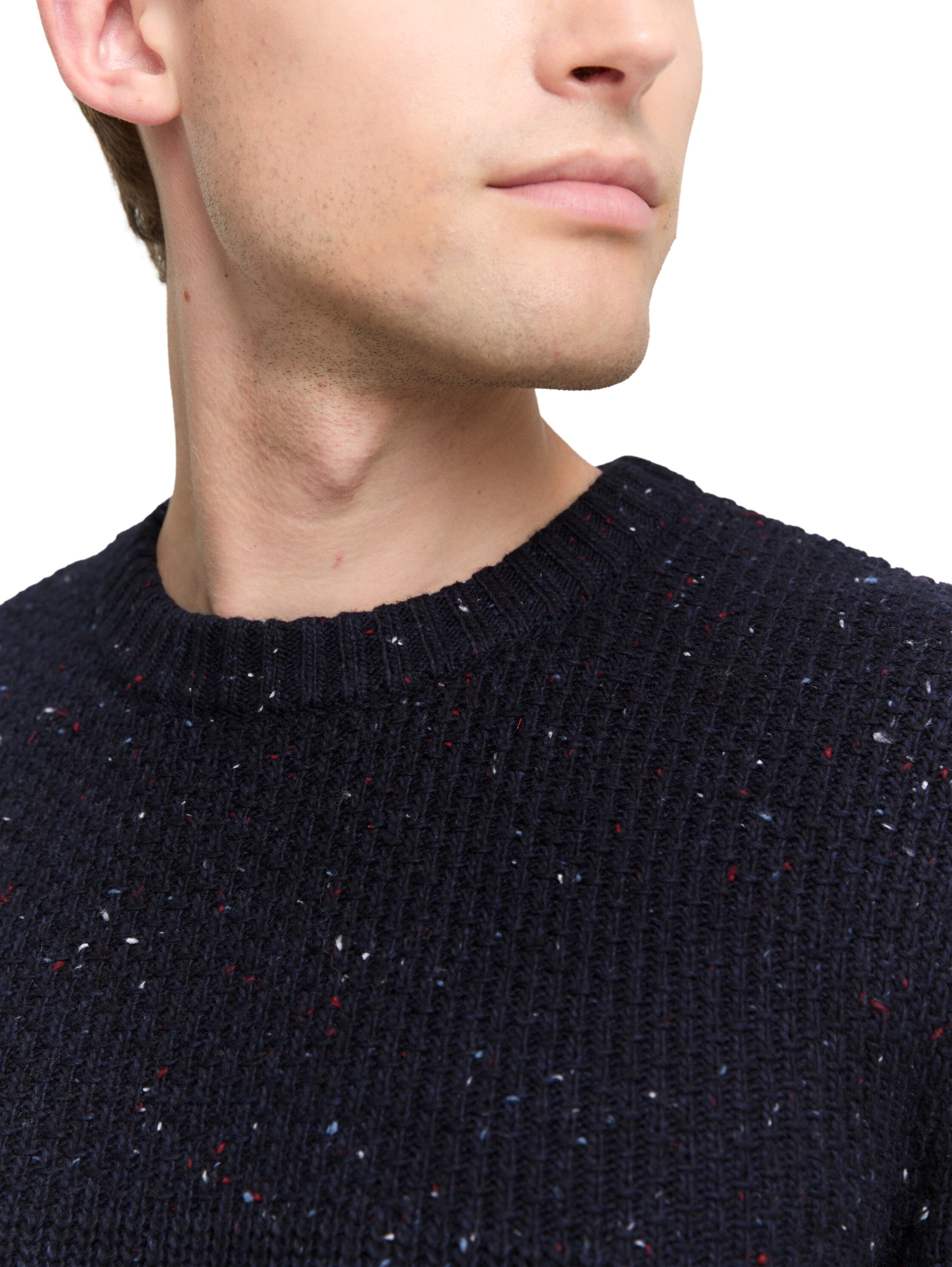 TOM TAILOR Rundhalspullover mit Logo Stickerei