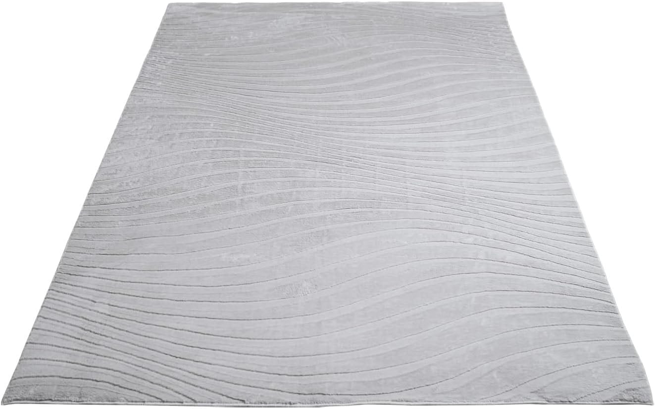 Carpet City Teppich »WAVES 503« rechteckig 12 mm Höhe Kurzflor, Hochtief-Muster/ 3D-Effekt, Uni, Wohnzimmer, Schlafzimmer