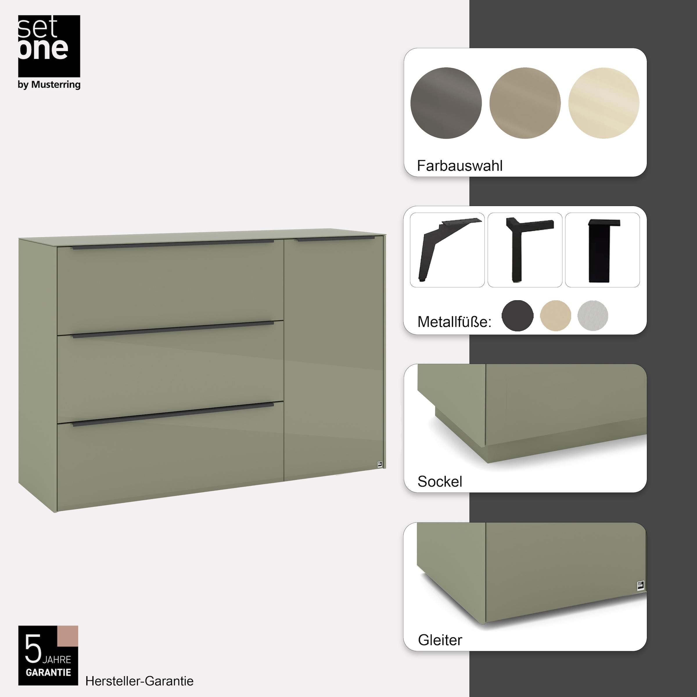 set one by Musterring Sideboard »reno-Dielen« 1 Stk. tlg. Mit Gleitern und in verschiedenen Farben erhältlich