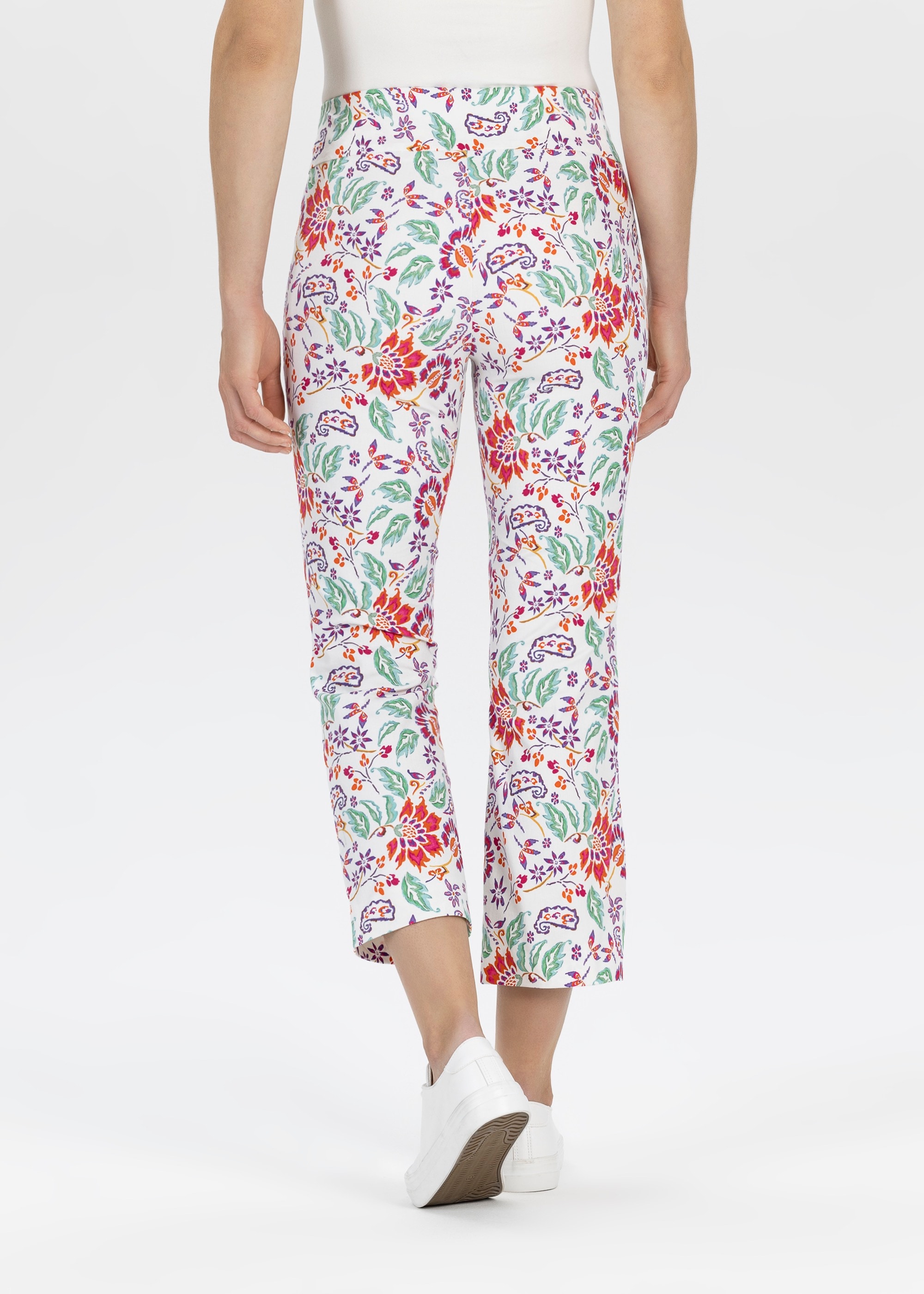 Stehmann Stoffhose, Sommerhose mit floralem Muster, 7/8-Länge mit Gummibund