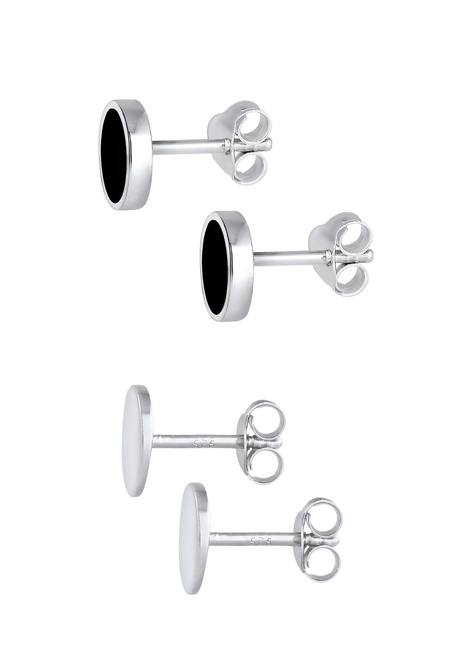 Kuzzoi Paar Ohrstecker »Ohrringe Herren Set Kreis Geo Emaille 925 Silber«