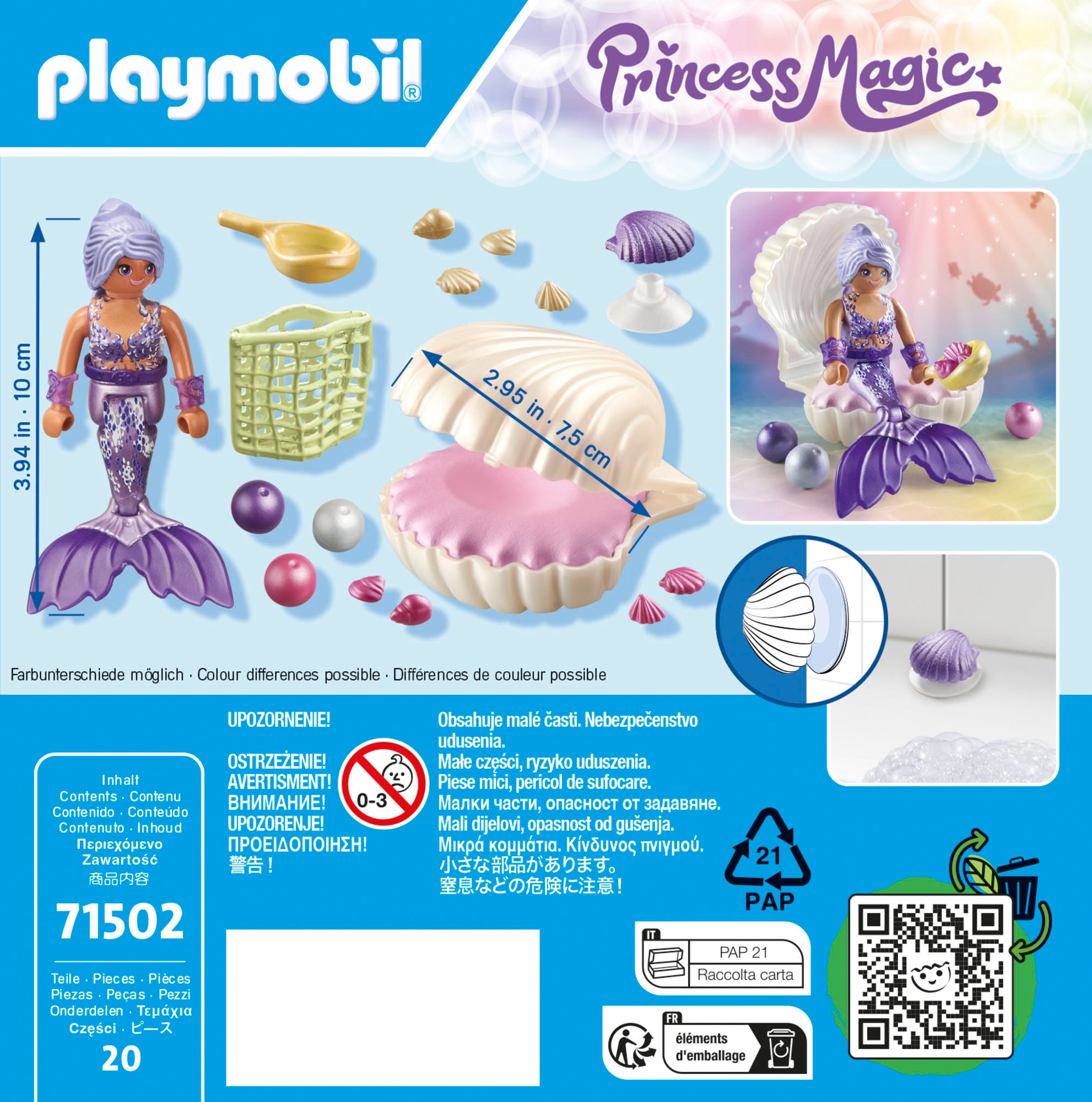 Playmobil® Konstruktions-Spielset »Meerjungfrau mit Perlmuschel (71502), Princess Magic«, (20 St.), Made in Europe