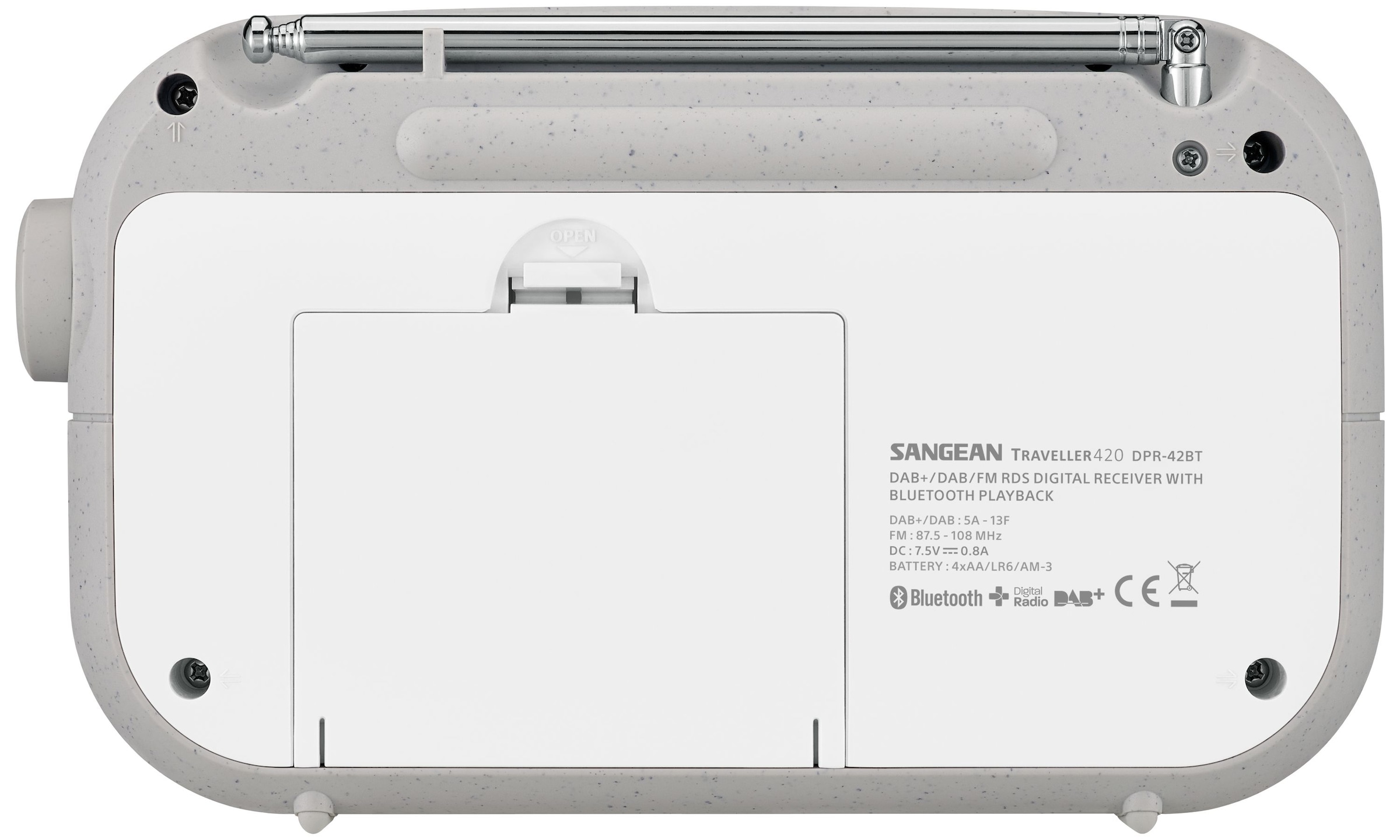 Sangean Digitalradio (DAB+) »DPR-42 BT (Traveller 420)«, (Digitalradio (DAB+)-FM-Tuner mit RDS), Farbdisplay, Bluetooth, Lautsprecher