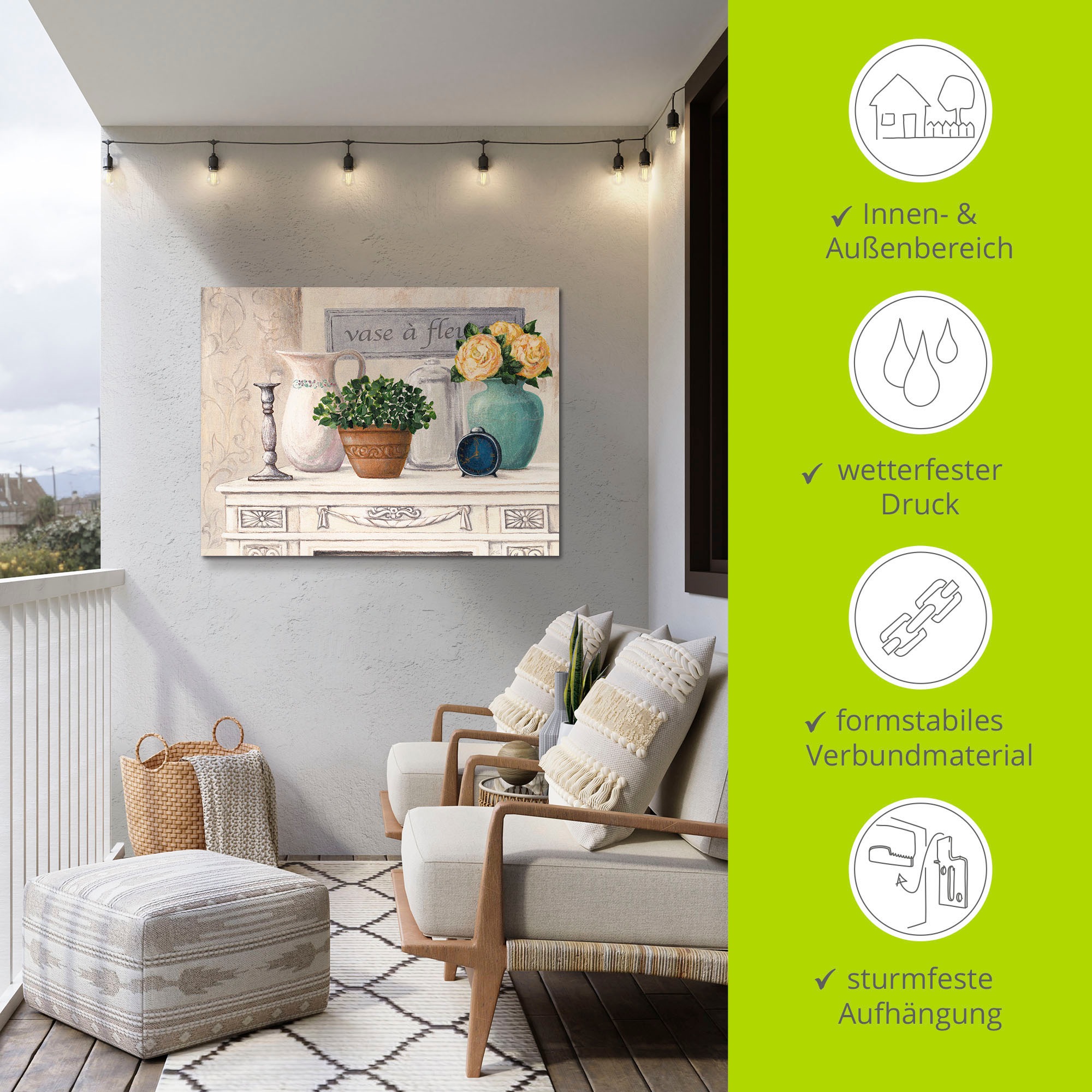 Artland Wandbild »Vasen mit Blumen«, Vasen & Töpfe, (1 St.), als Alubild, Outdoorbild, Wandaufkleber in verschied. Größen