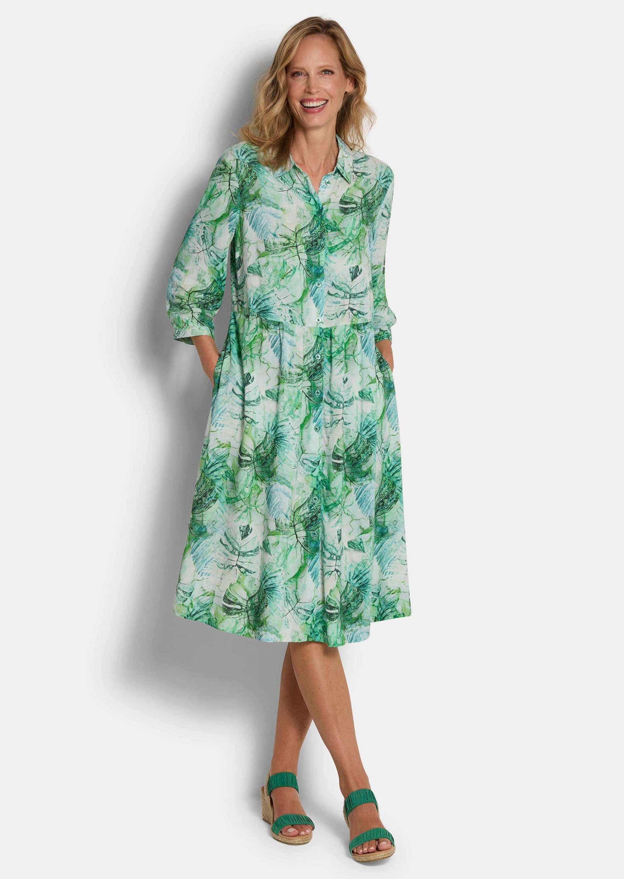 GOLDNER Druckkleid »Kurzgröße Hemdblusenkleid in Midi-Länge«