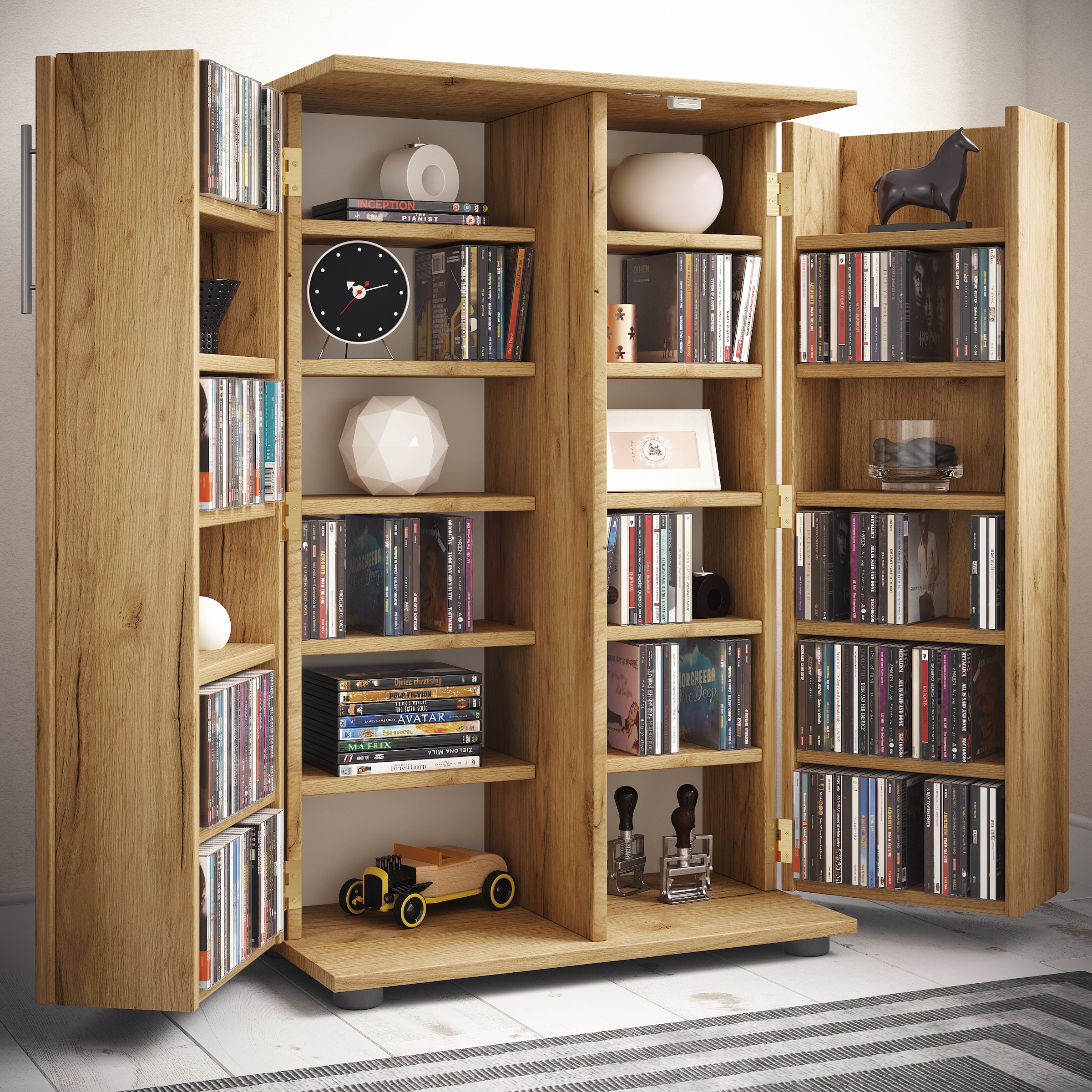 VCM Media-Regal »Holz Schrank CD DVD Regal abschließbar Engalo XL«