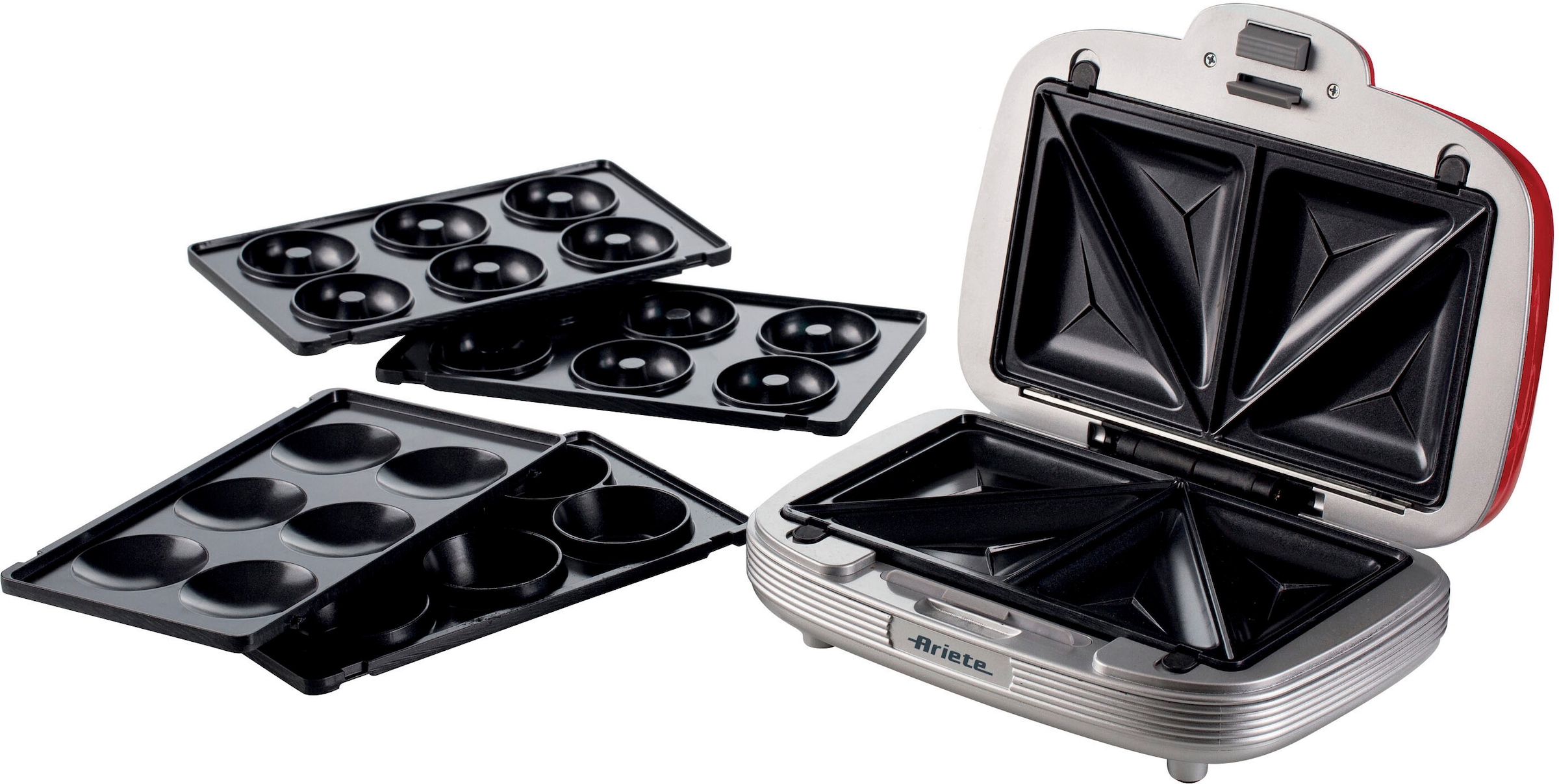 Ariete 3-in-1-Sandwichmaker »Party Time 1972R, Cookie-Maker«, 700 W, für Sandwiches, Muffins und Donats, rot