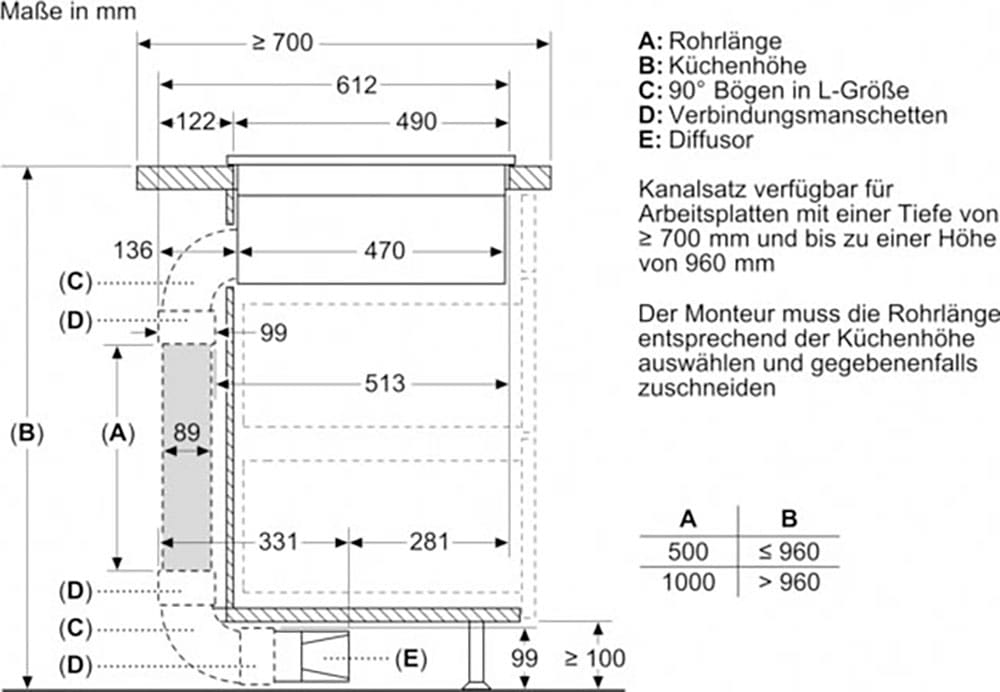 NEFF Kochfeld mit Dunstabzug »V56NBS1L0«, mit einfacher Touch Control Bedienung