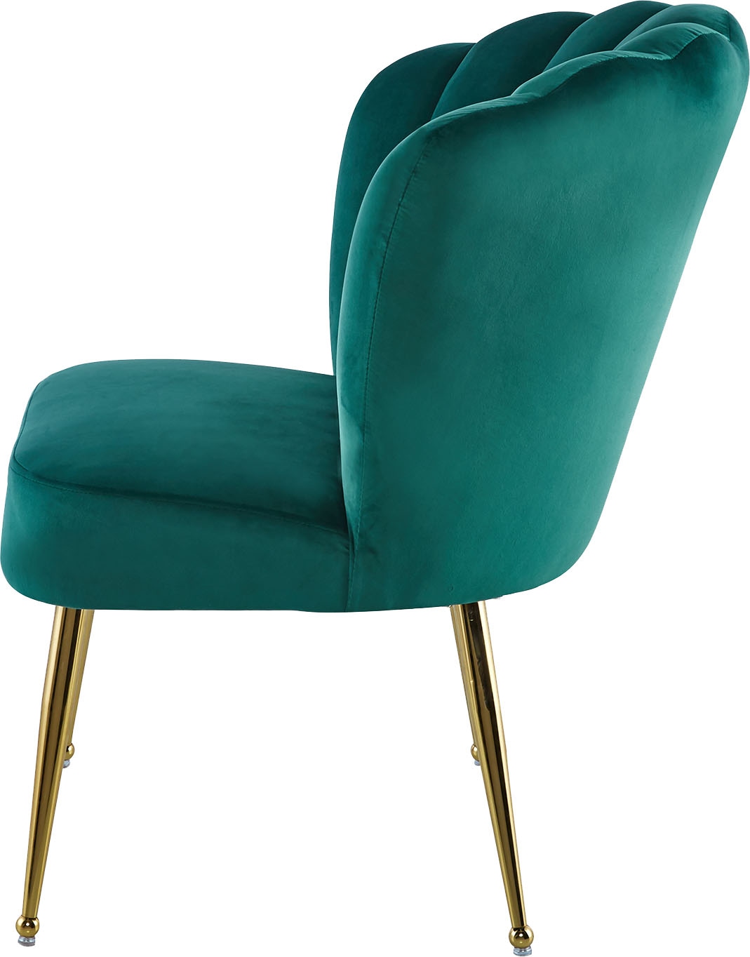 Kayoom Polsterstuhl »Stuhl Lalie 125, Rückenlehne im Retro-Stil, ausgefallene Rückenlehne«, 1 St., Rückenlehne in Muschel-Design, Samtbezug, goldene Metallbeine