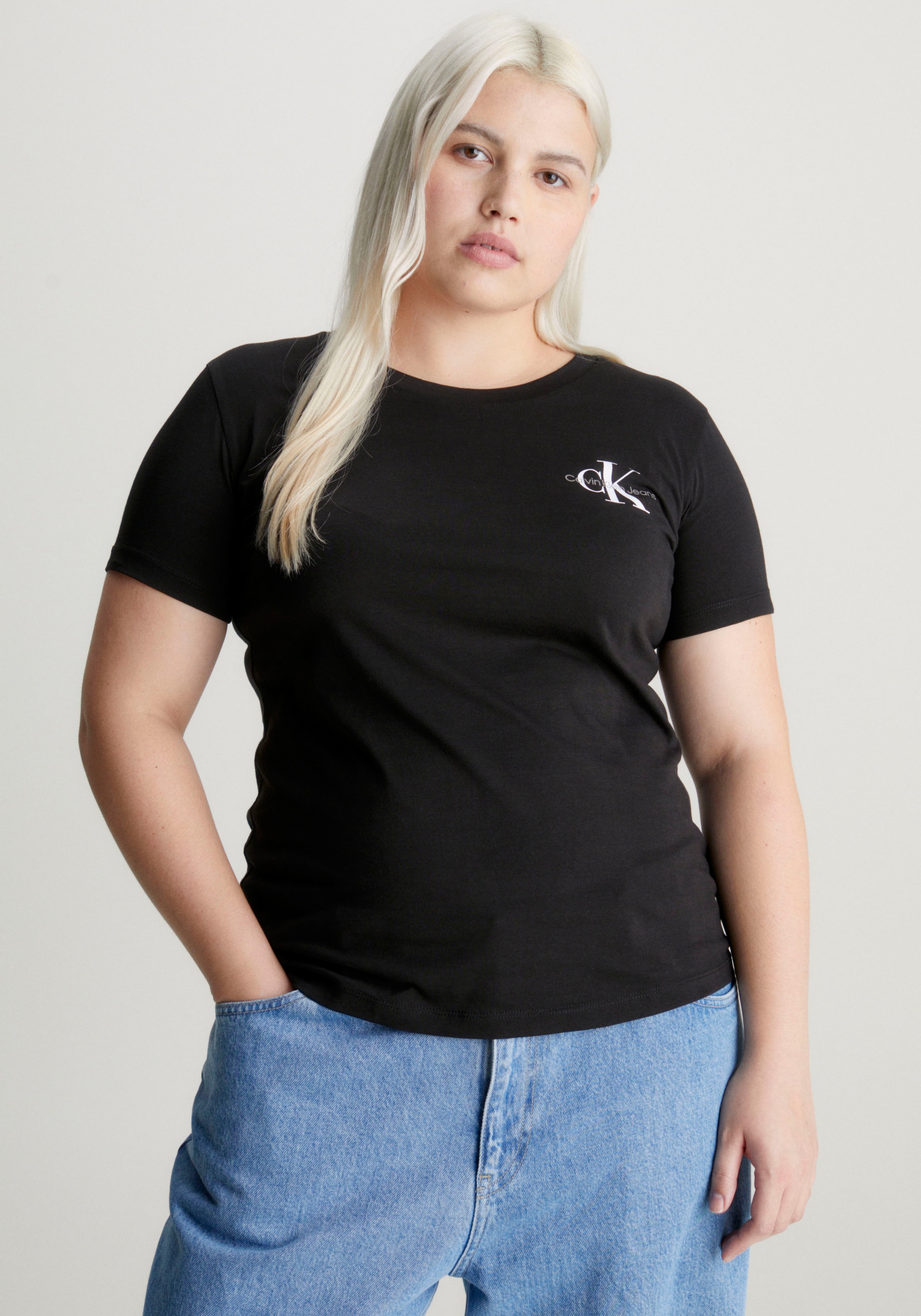 Calvin Klein Jeans Plus T-Shirt »PLUS MONOLOGO TWO PACK«, in Großen Größen mit Logodruck