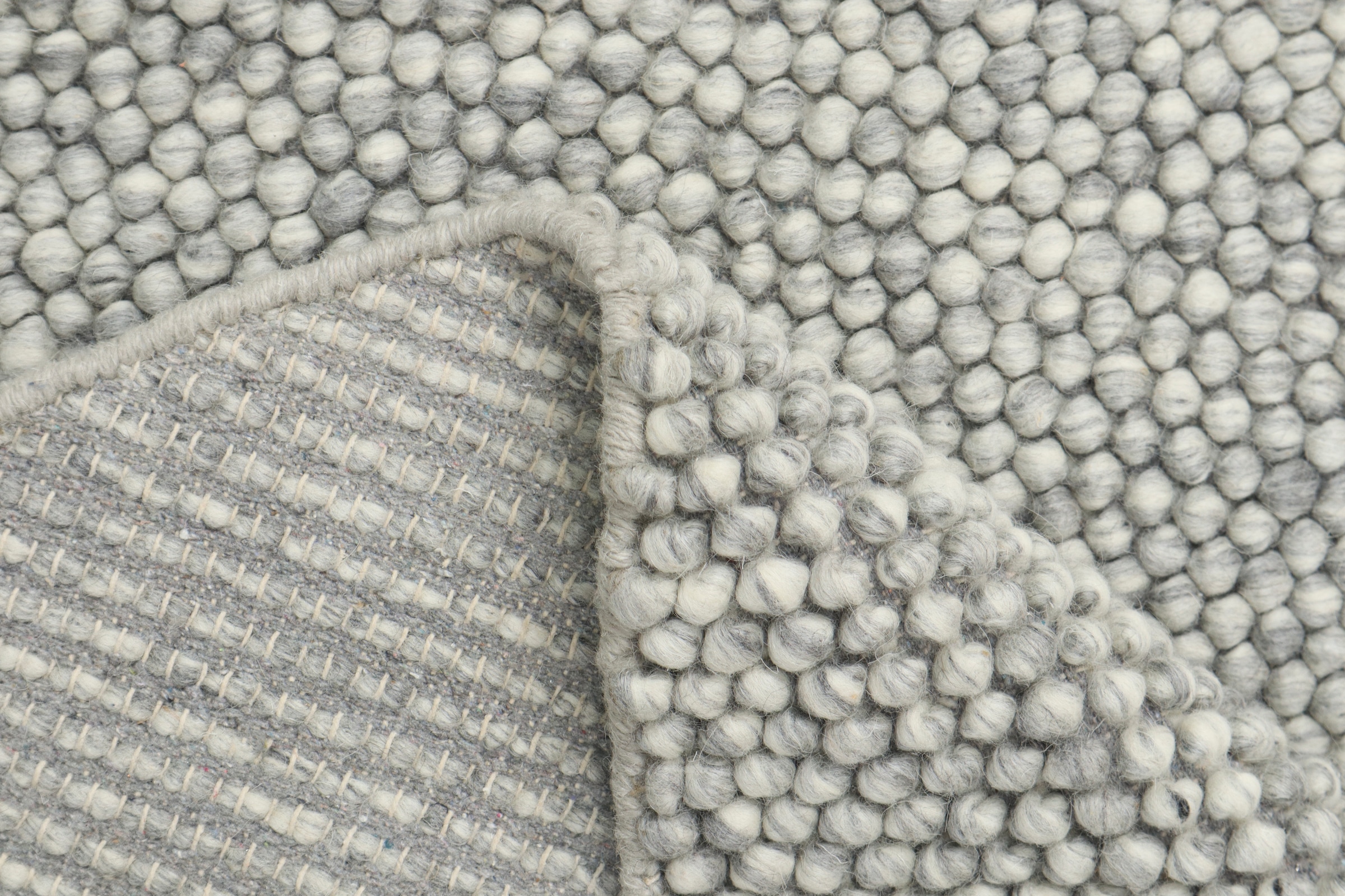 my home Wollteppich »Wolly« rund 14 mm Höhe Wolle, handgewebt, Handweb Teppiche, Wohnzimmer, Schlafzimmer