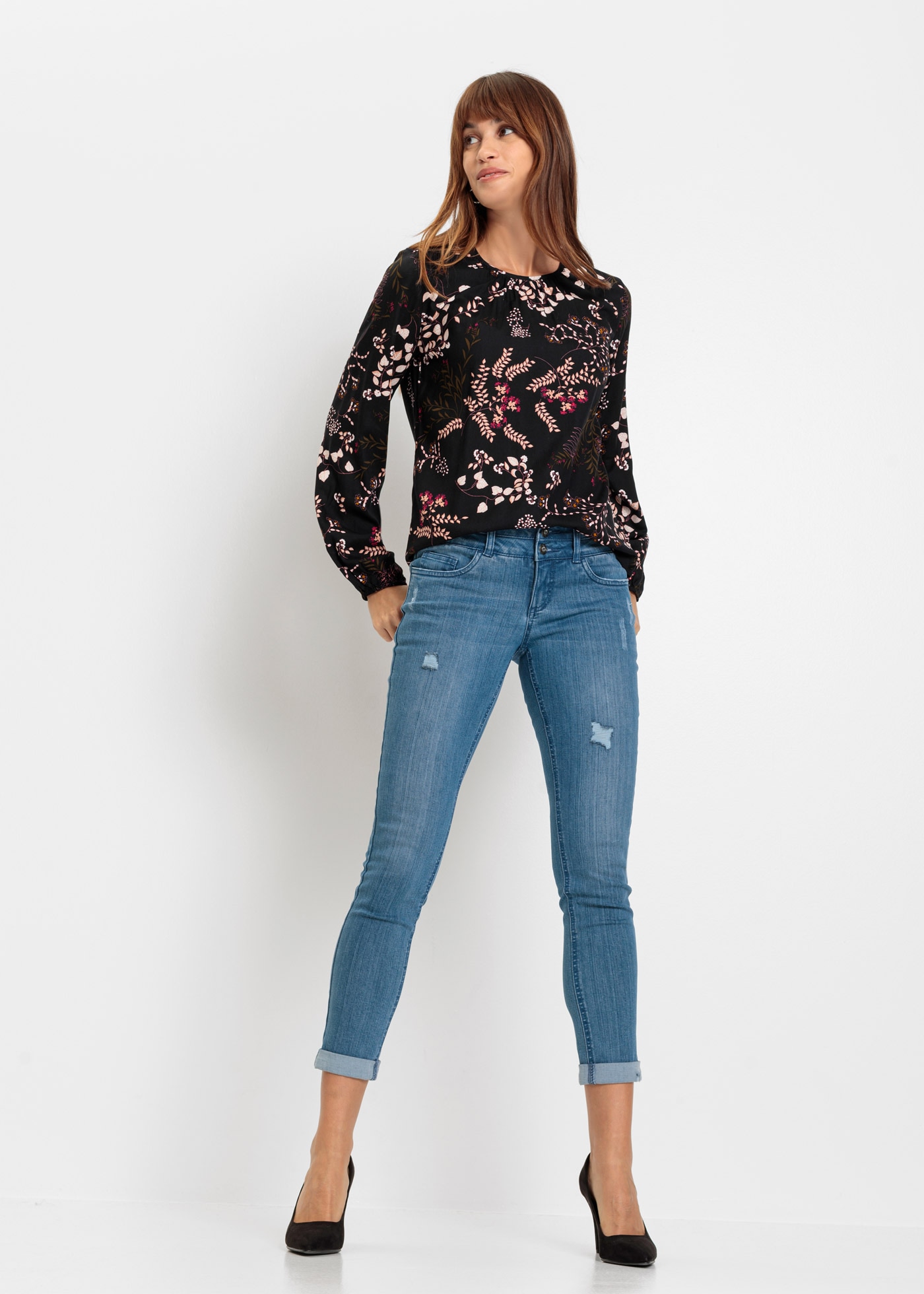 bonprix Langarmbluse »Bluse aus nachhaltiger Viskose« figurumspielende Passform, für vielseitige Anlässe, aus Viskose