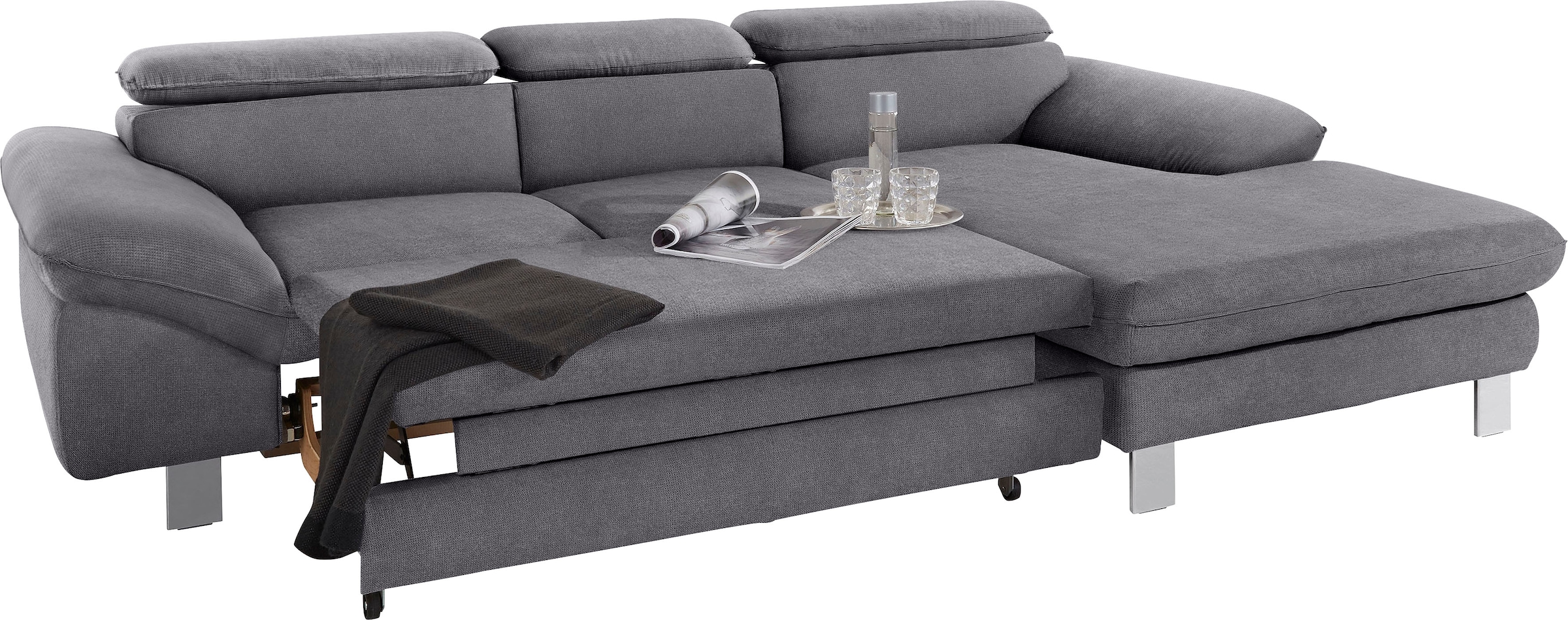 COTTA Polstergarnitur »Driver L-Form«, (Set, 2 tlg.), Set bestehend aus: Ecksofa mit Kopfteilverstellung & Hocker