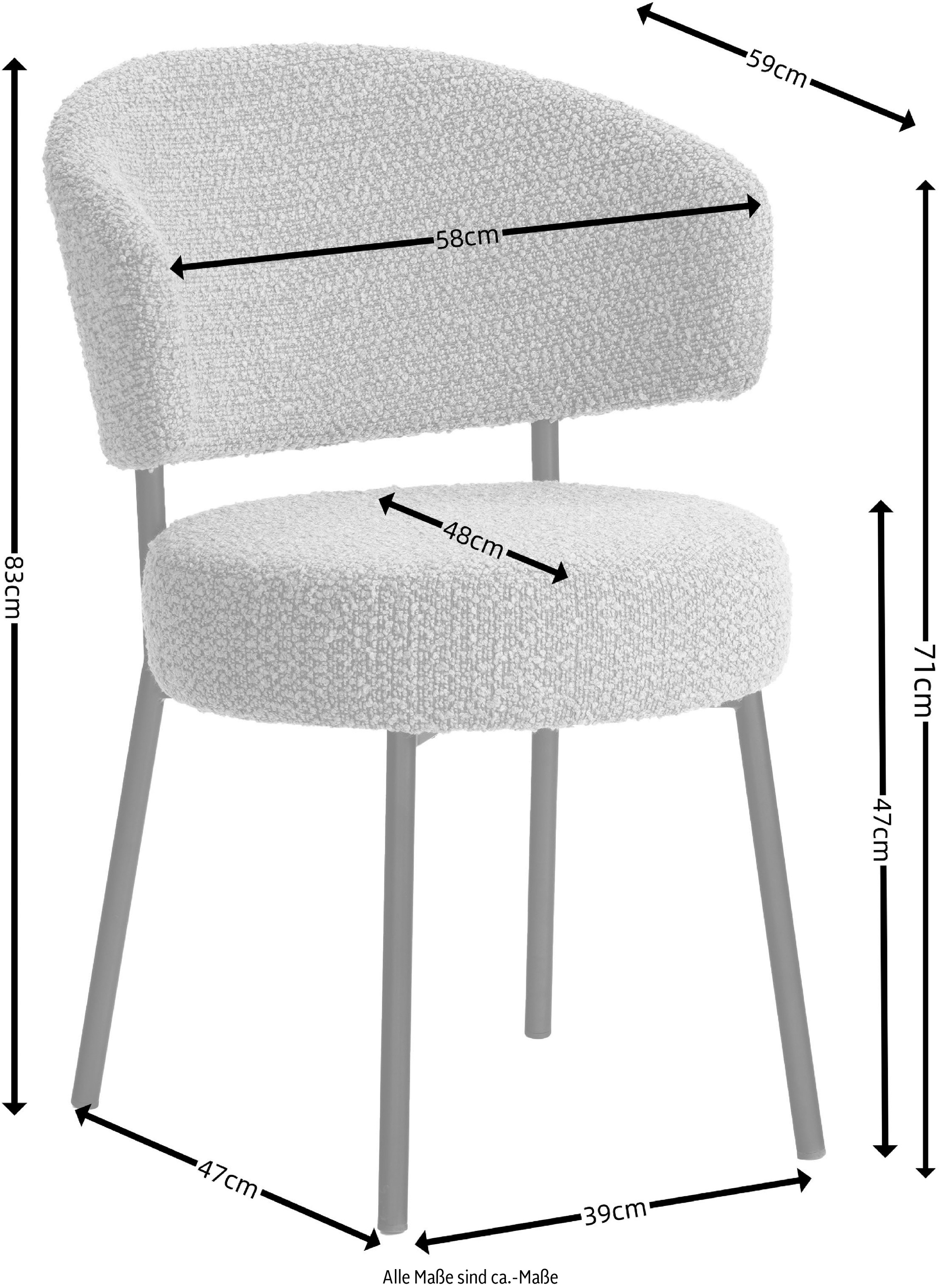 LeGer Home by Lena Gercke Esszimmerstuhl »Sölve, TOPSELLER!«, (Set), 2 St., Boucle Bezugsstoff, Metallgestell, Sitztiefe 48 cm