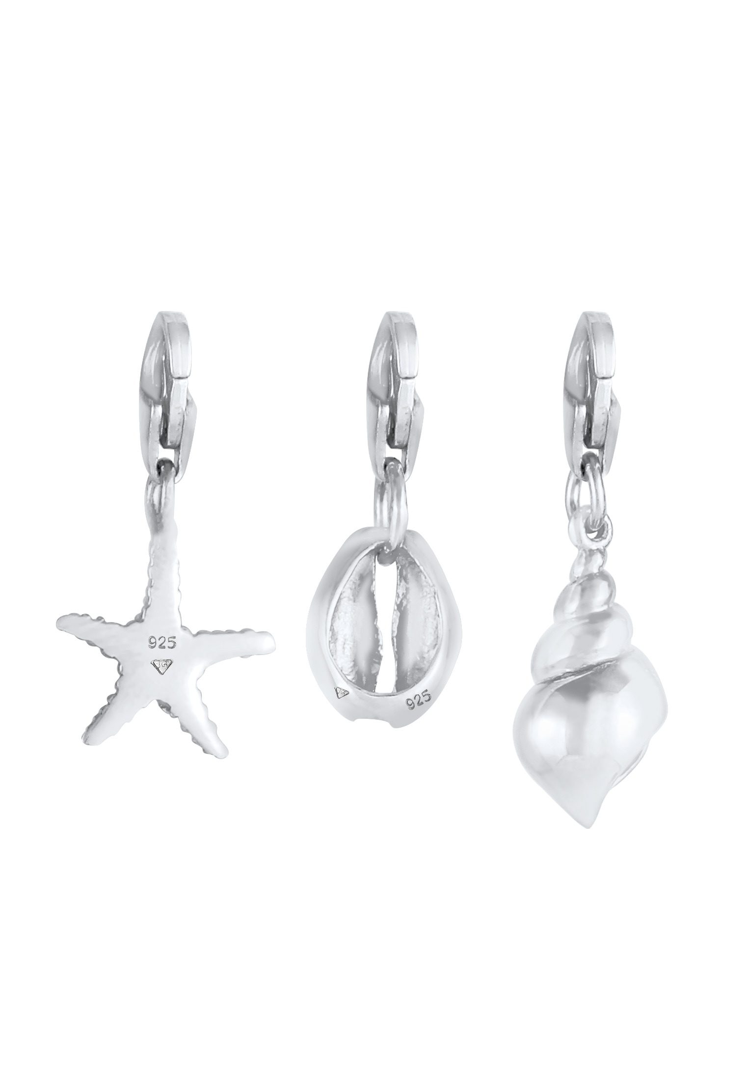Nenalina Charm-Einhänger »Charm Seestern Muschel Strand Meer (3 tlg) 925 Silber«