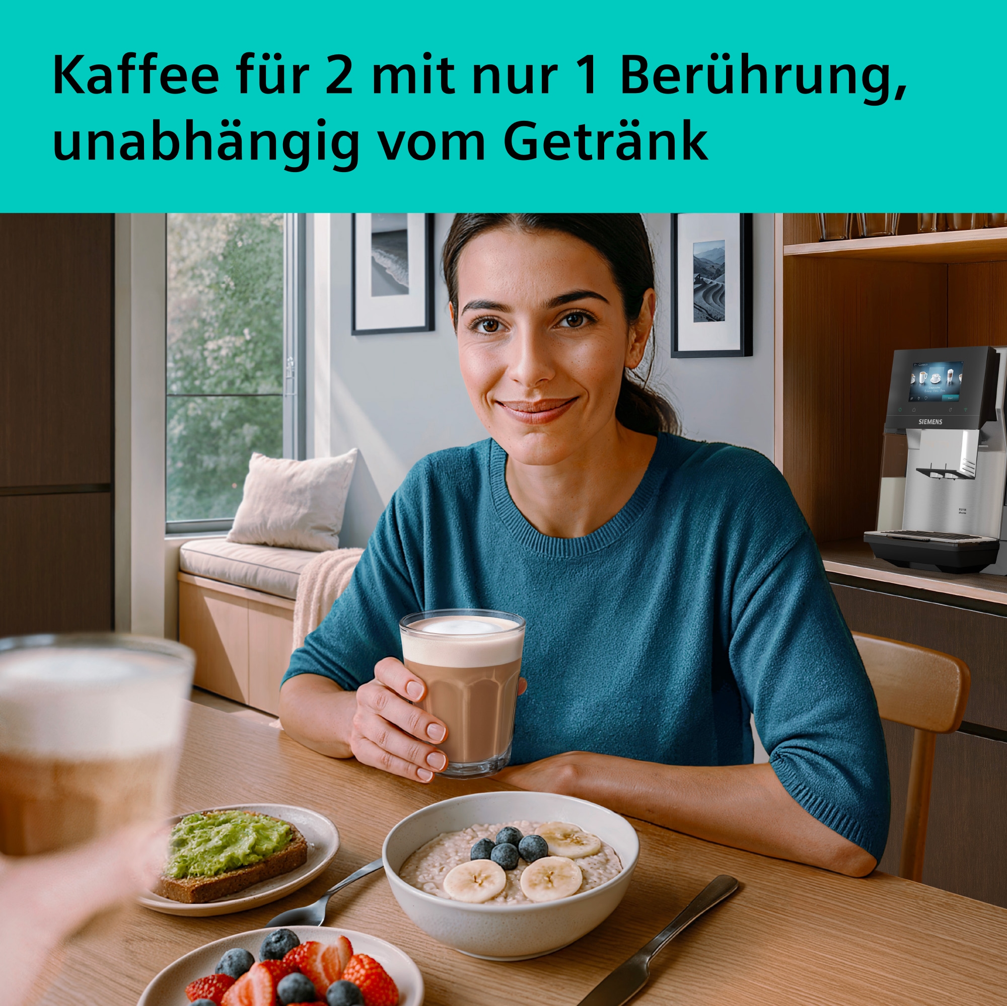 SIEMENS Kaffeevollautomat »TQ727D03« farbiges Full-Touch-Display, Doppeltassenfunktion, sehr leise, schwarz