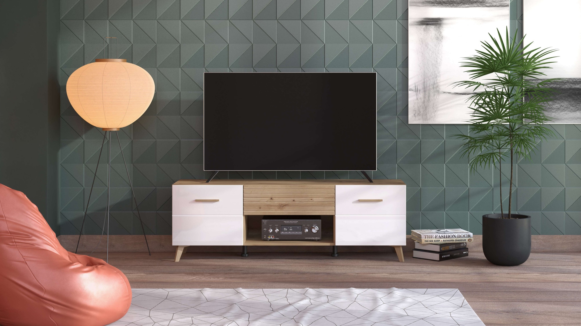 INOSIGN Lowboard »Bretagna TV-Lowboard, TV-Schrank, TV-Ständer, Breite 150 cm«, Kommode mit Schublade, Holzgriffen, TV-Möbel, in Artisan Eiche
