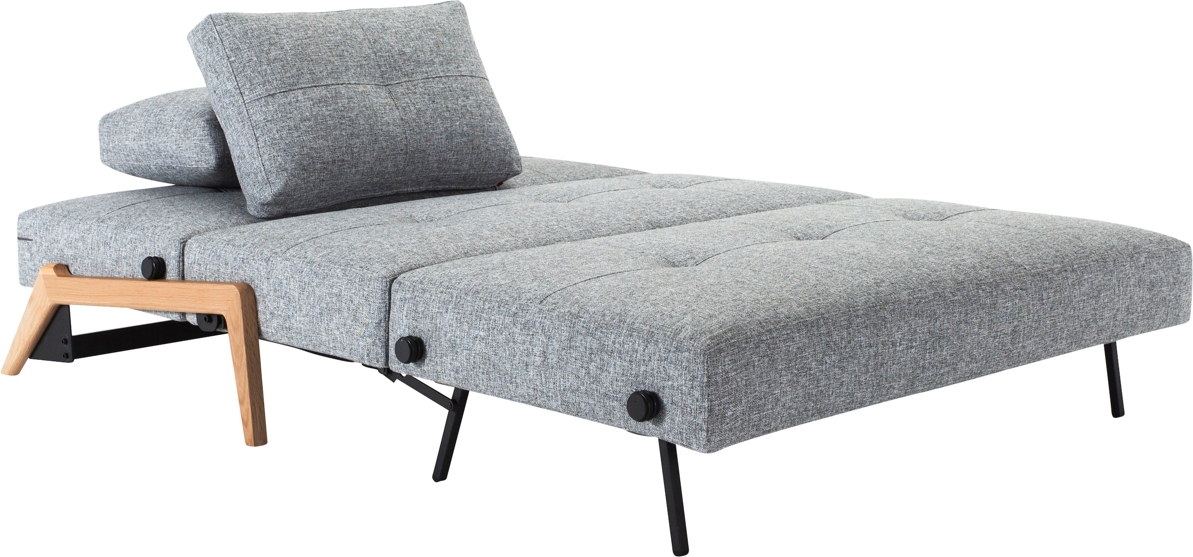 INNOVATION LIVING ™ Schlafsofa »Cubed 3-Sitzer bequem und komfortabel, skandinavisches Design«, Kompaktes Bettsofa mit Füßen aus Eiche