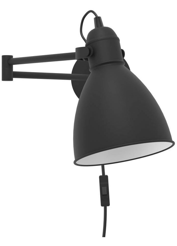 EGLO Wandleuchte »SAN PERI Wandlampe, Stahl, E27, IP20, Schlafzimmerlampe, Bürolampe«, 1 flammig, Leuchtmittel E27 | ohne Leuchtmittel, Wand-/Deckenleuchte - L13 x B30 x H21 cm - schwarz - 1X10W exkl.