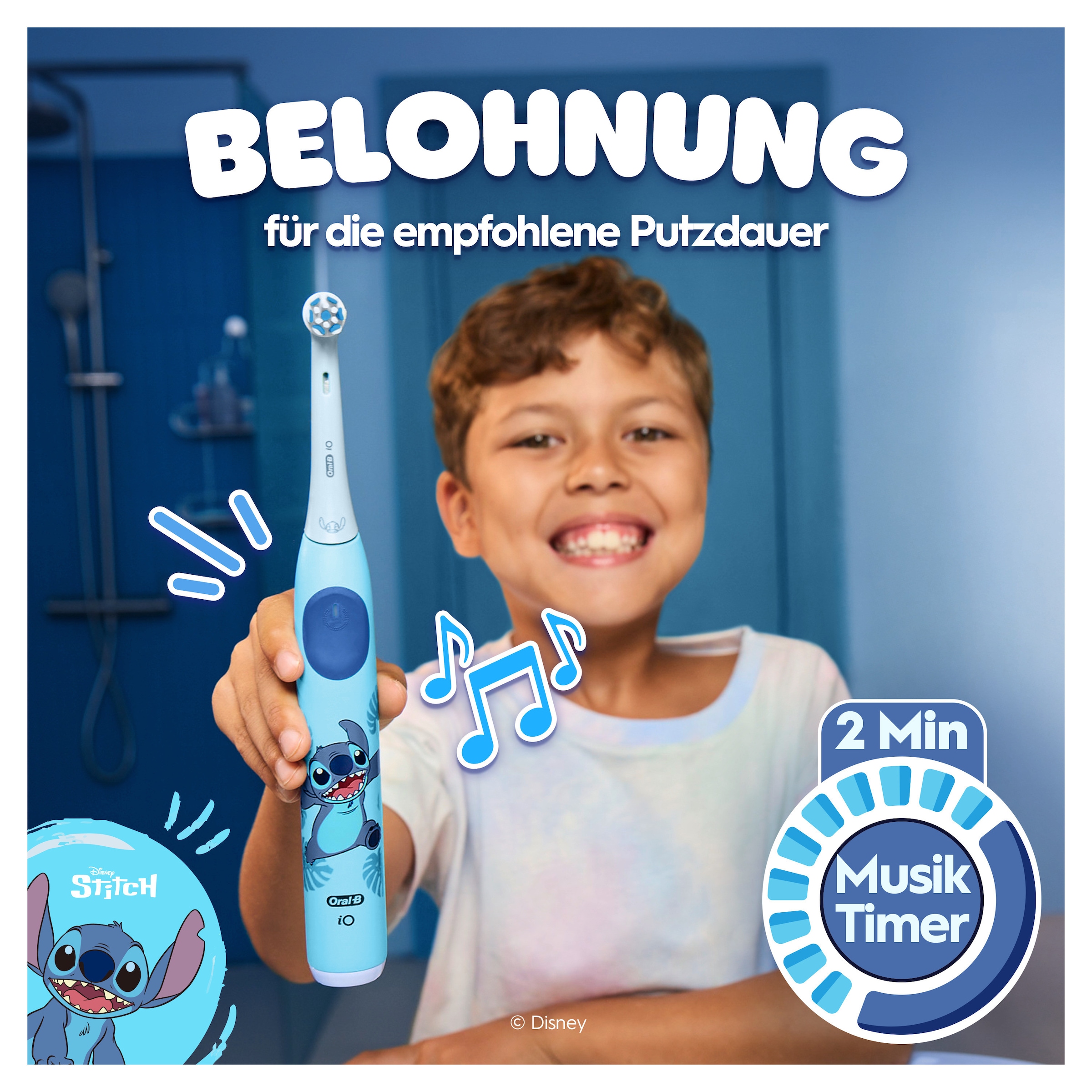 Oral-B Elektrische Kinderzahnbürste »iO Kids 6+ Stitch« 1 Stk. Aufsteckbürsten 1 Reise-Etui, Musik-Timer, 3 Modi, ab 6 Jahren