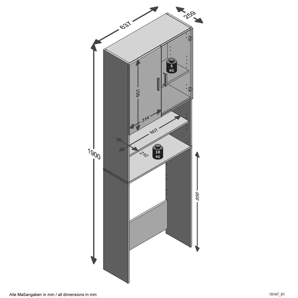 FMD Waschmaschinenumbauschrank »Olbia«, mit 2 offenen Fächern mit 3 Jahren  XXL Garantie | Waschmaschinenumbauschränke