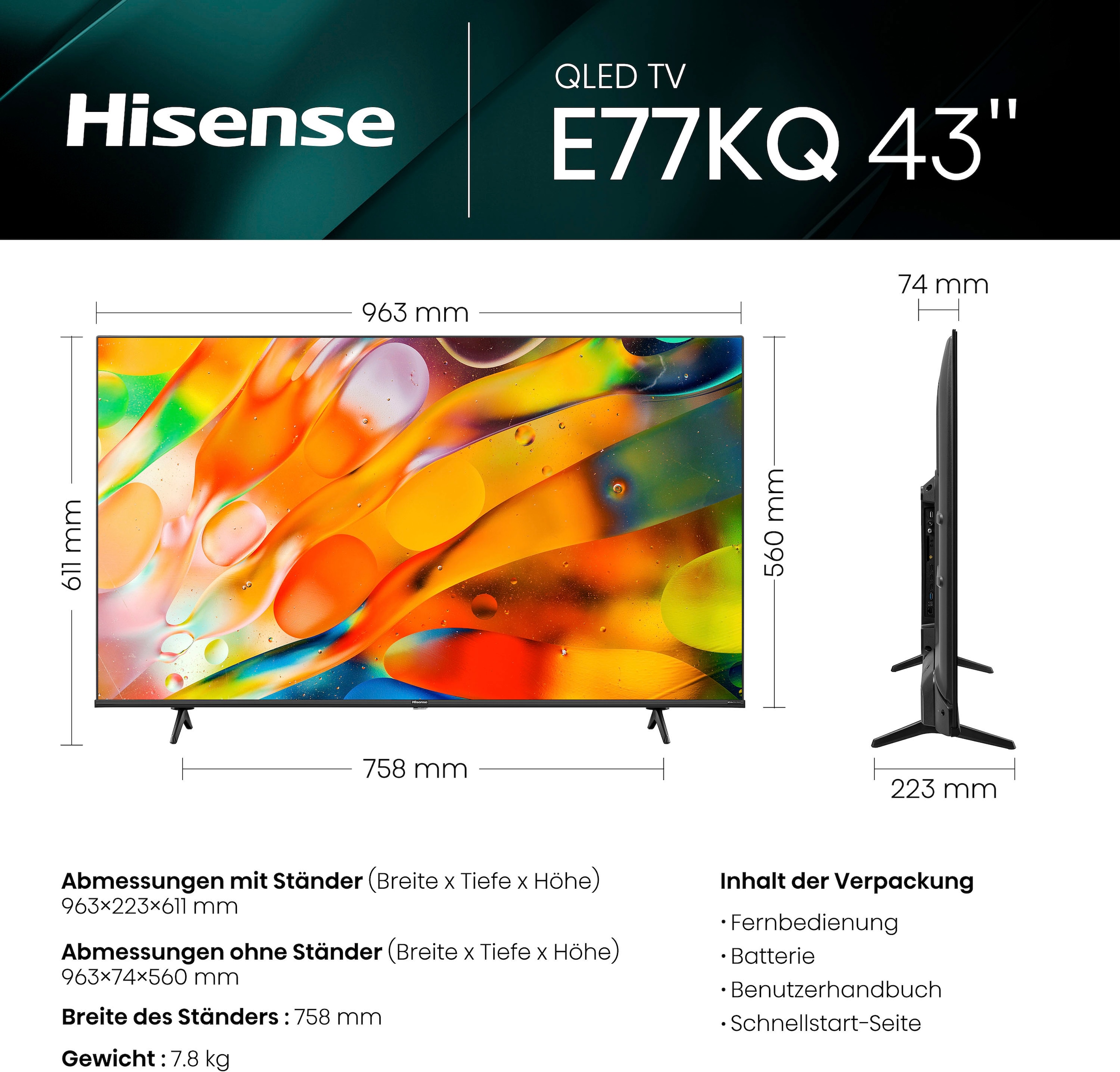 | 4K UNIVERSAL cm/43 Garantie QLED-Fernseher HD, Jahre Ultra ➥ Hisense »43E77KQ«, Smart-TV XXL 108 3 Zoll,