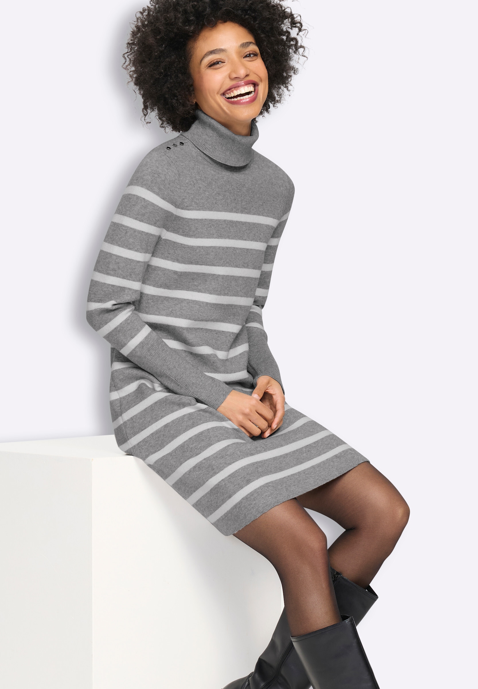 heine Strickkleid »Strickkleid Strickkleid mit Ringelmuster« Ohne Taschen
