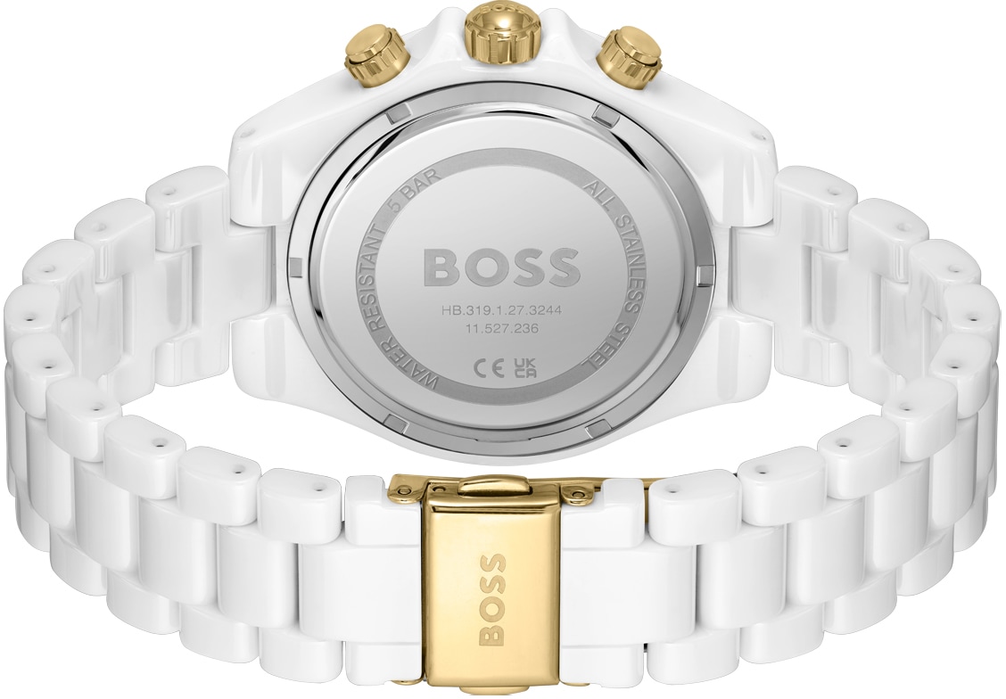 BOSS Multifunktionsuhr »Novia Ceramic, 1502631«, Quarzuhr, Damenuhr, Herrenuhr Armbanduhr, Keramikarmband