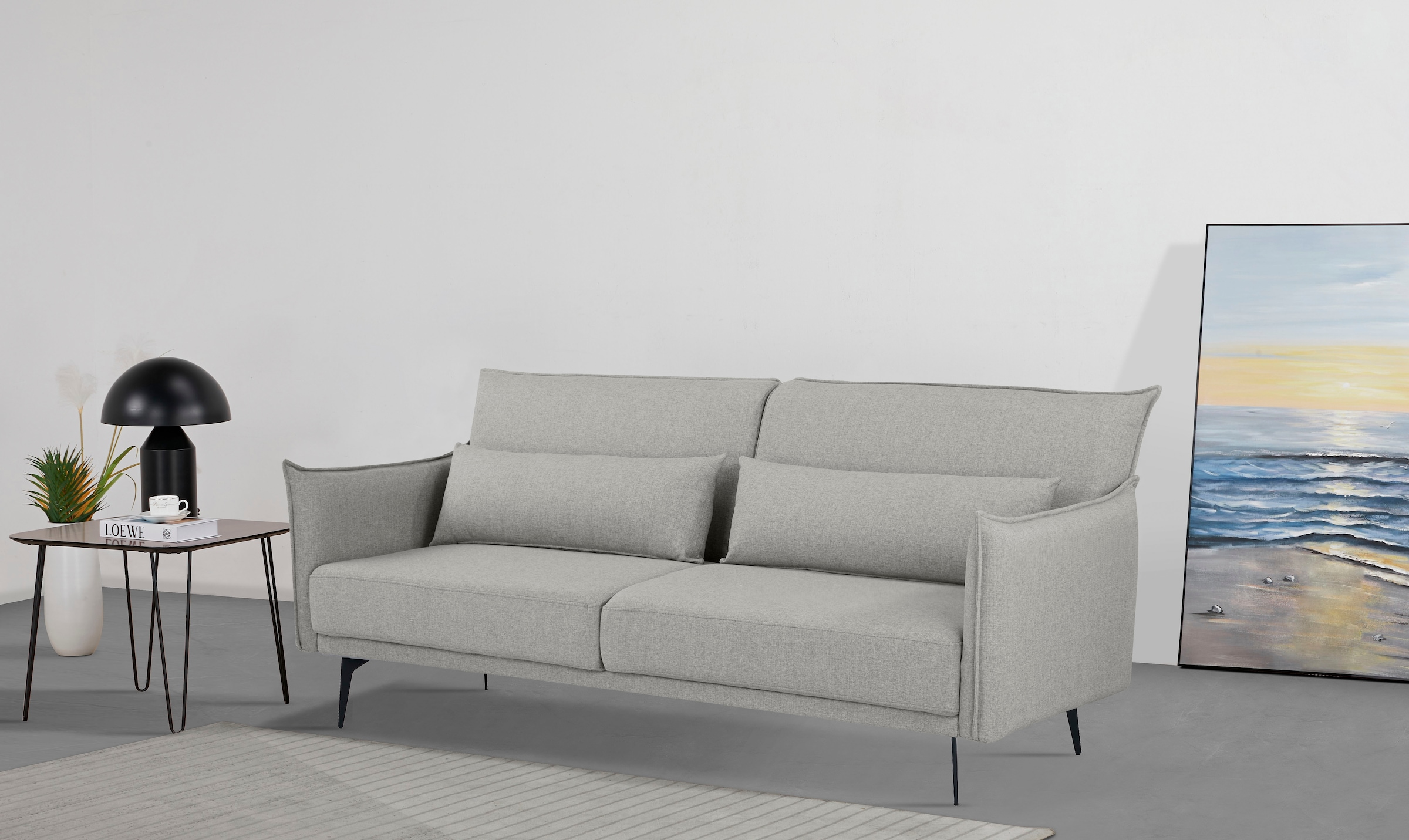 INOSIGN Schlafsofa »TULARE, 204 cm, klappbarer 3-Sitzer mit verstellbarer Rückenlehne,«, Schlaffunktion, Velvet-Samtvelours u. Webstoff