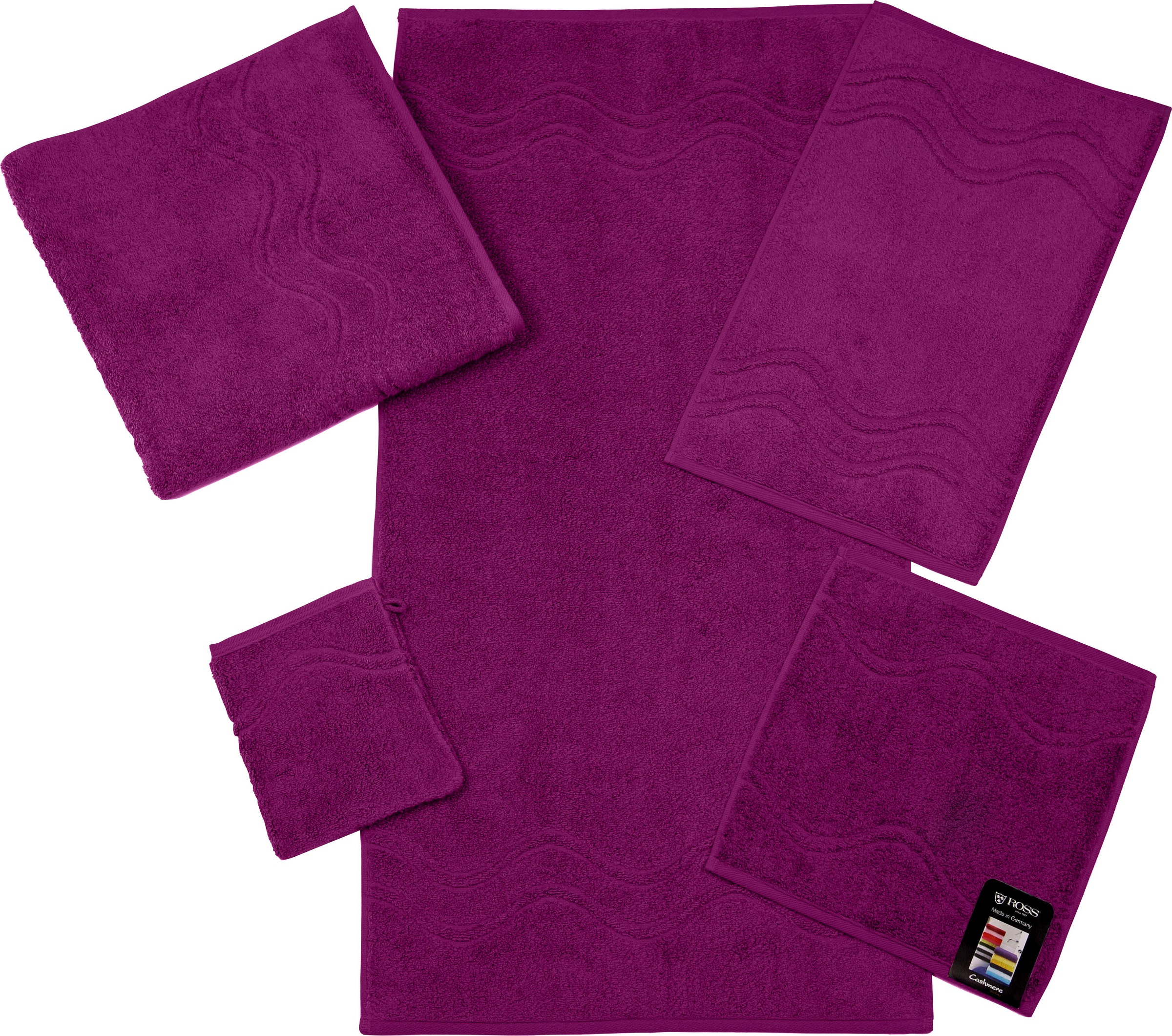 ROSS Waschhandschuh »Cashmere feeling«, (6 St.), mit Wellen-Bordüre