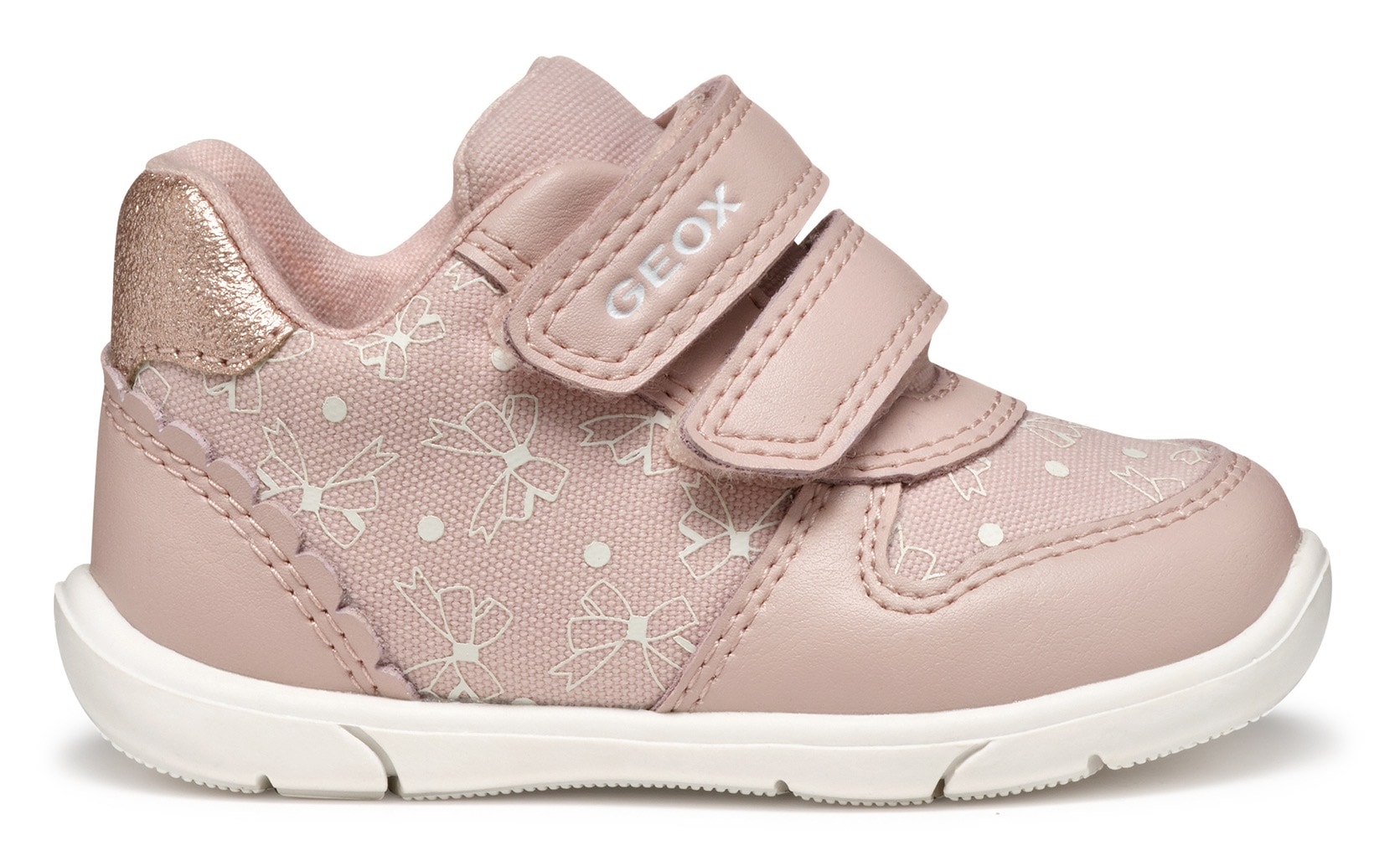 Geox Lauflernschuh »B ZAPITO GIRL«, Festtagsschuh, Klettschuh mit Schleifchen bedruckt und Glitzer