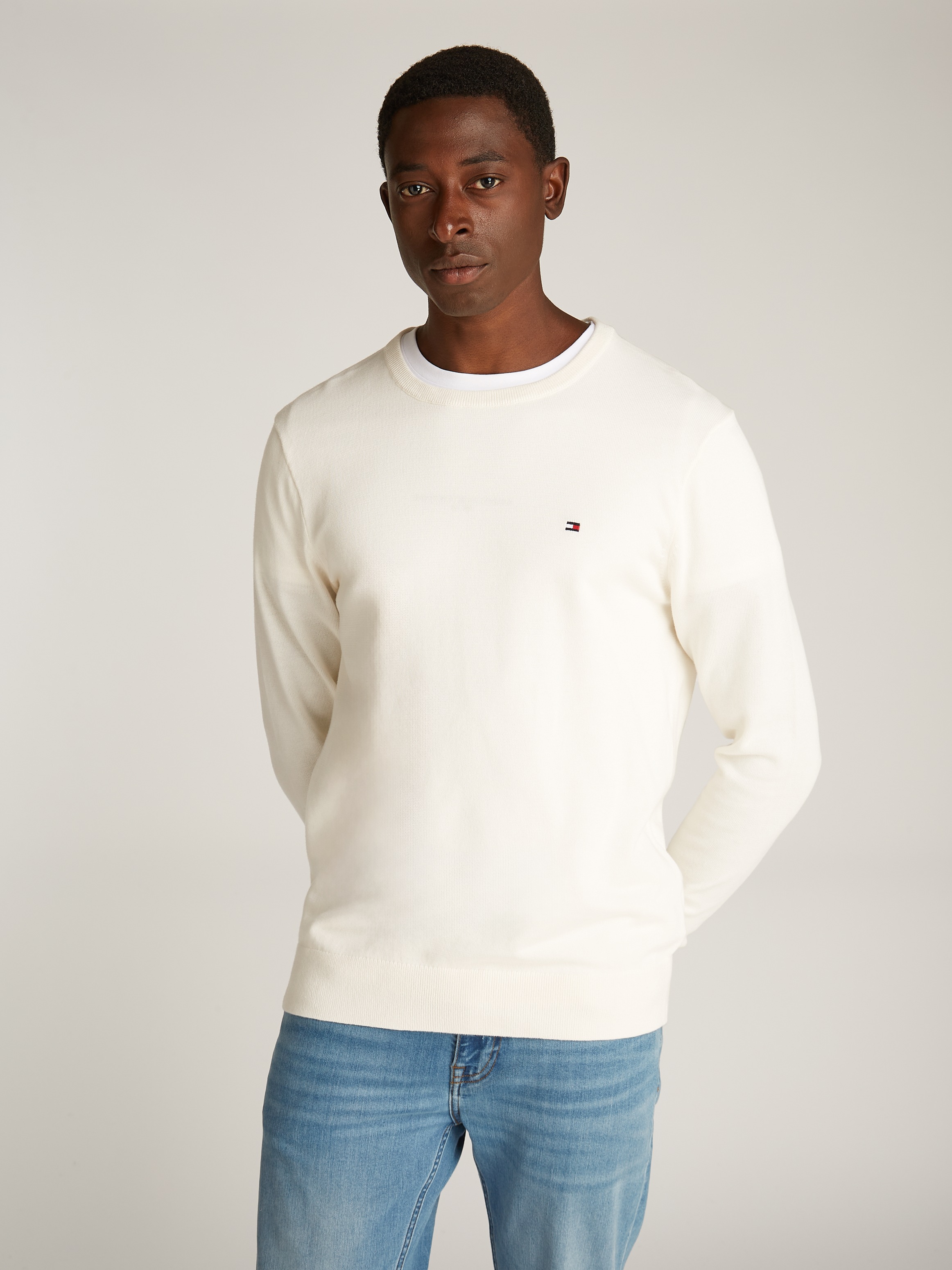 Tommy Hilfiger »ESSENTIAL COTTON CREW NECK« 100% Baumwolle Crewneck Regular Fit Premium Mode